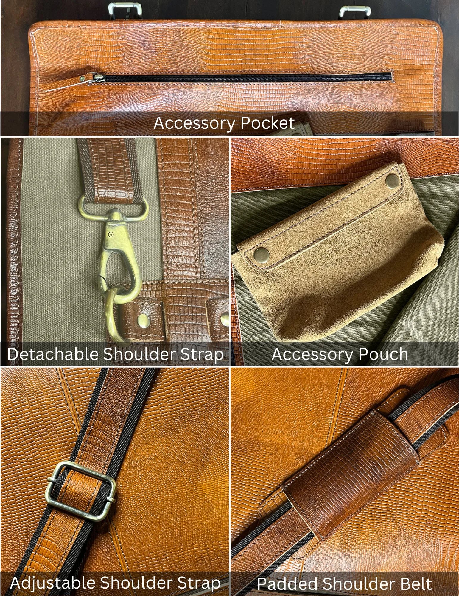 Premium Leather & Canvas Knife Roll Storage Bag for Chefs - Rust Brown - Perfect for Professional Kitchens, Culinary Schools & Home Cooking