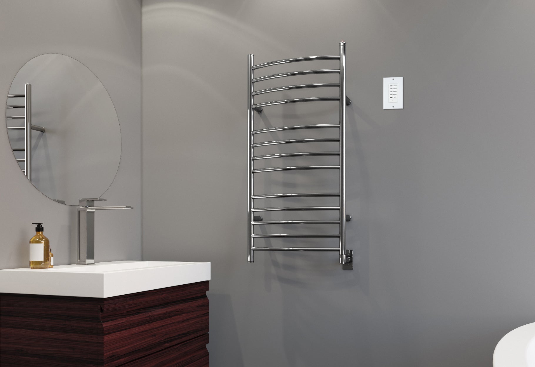 Polished Stainless Steel 13-Bar Hardwired Towel Warmer with Wall Timer - Bathroom Luxury for Spa, Hotel & Home Use