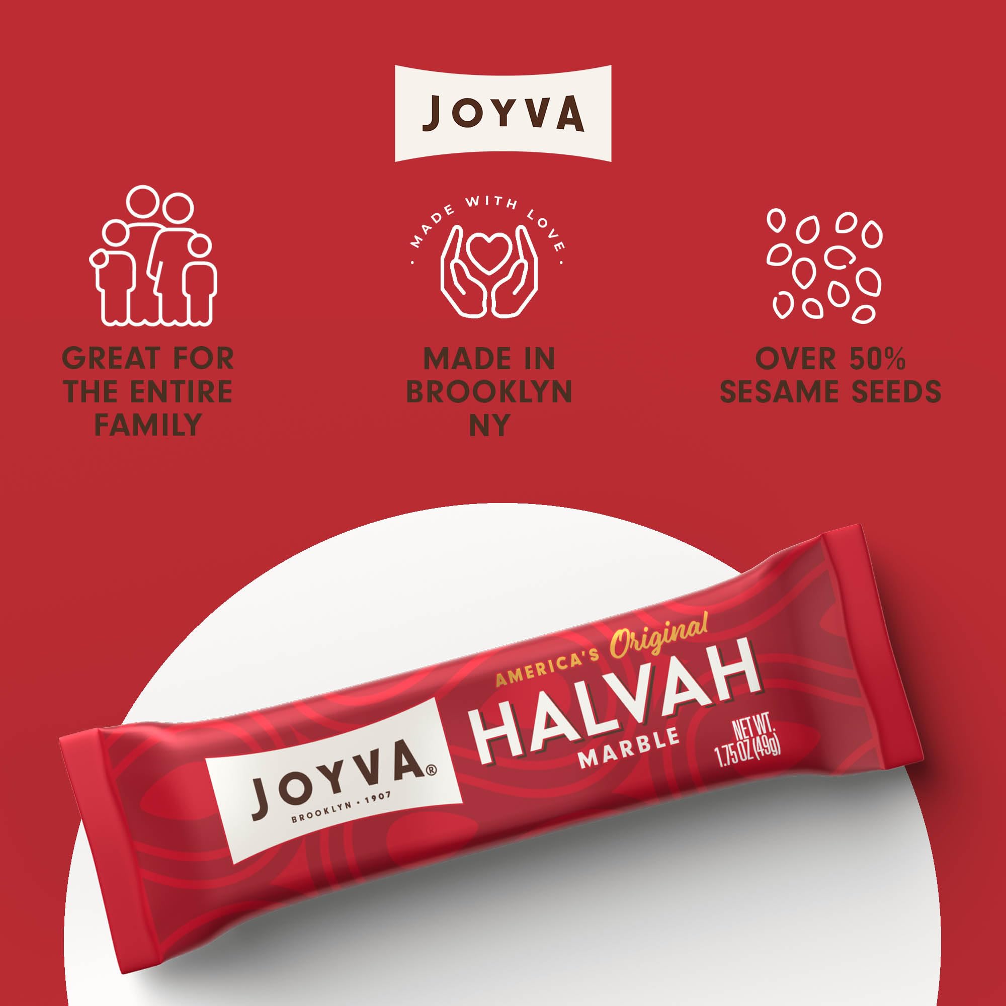 Joyva Halvah – Marble, 1.75oz Pack of 36 | Premium Sesame Candy Snack | Dairy Free, Gluten-Free & Kosher Parve | Handcrafted in Brooklyn | Perfect for Gifts, Parties & Healthy Desserts