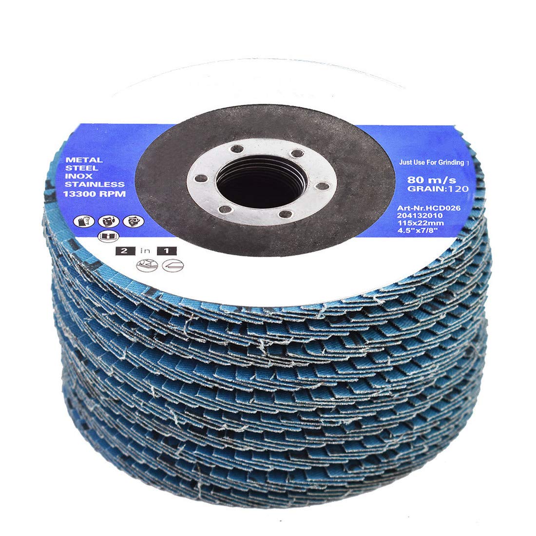 WFLNHB 4-1/2 x 7/8 Inch Flap Discs 120 Grit Zirconia Grinding Wheel - 50 Pack Angle Grinder Abrasive Sanding Discs for Metal, Wood & Stone - Perfect for Welding, Polishing & Surface Preparation
