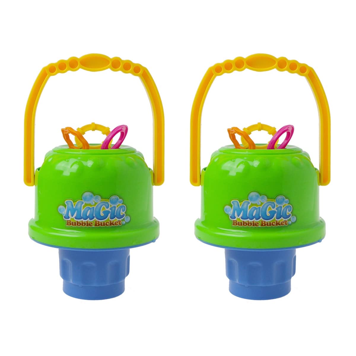 2 Pack Kids Bubble Toy Buckets - No Spill Bubble Tumbler with Bubble Wand, Portable Blowing Bubbles Toy for Boys & Girls (Random Colors) - Perfect for Outdoor Play, Birthday Parties, and Backyard Fun