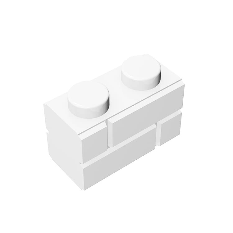 Classic Bulk Brick Block 200 Pcs - White 1x2 Masonry Profile Bricks Wall Blocks, Compatible with Lego Parts & Pieces 98283 - Perfect for DIY Building Projects, Home Decor, and Kids Educational Toys
