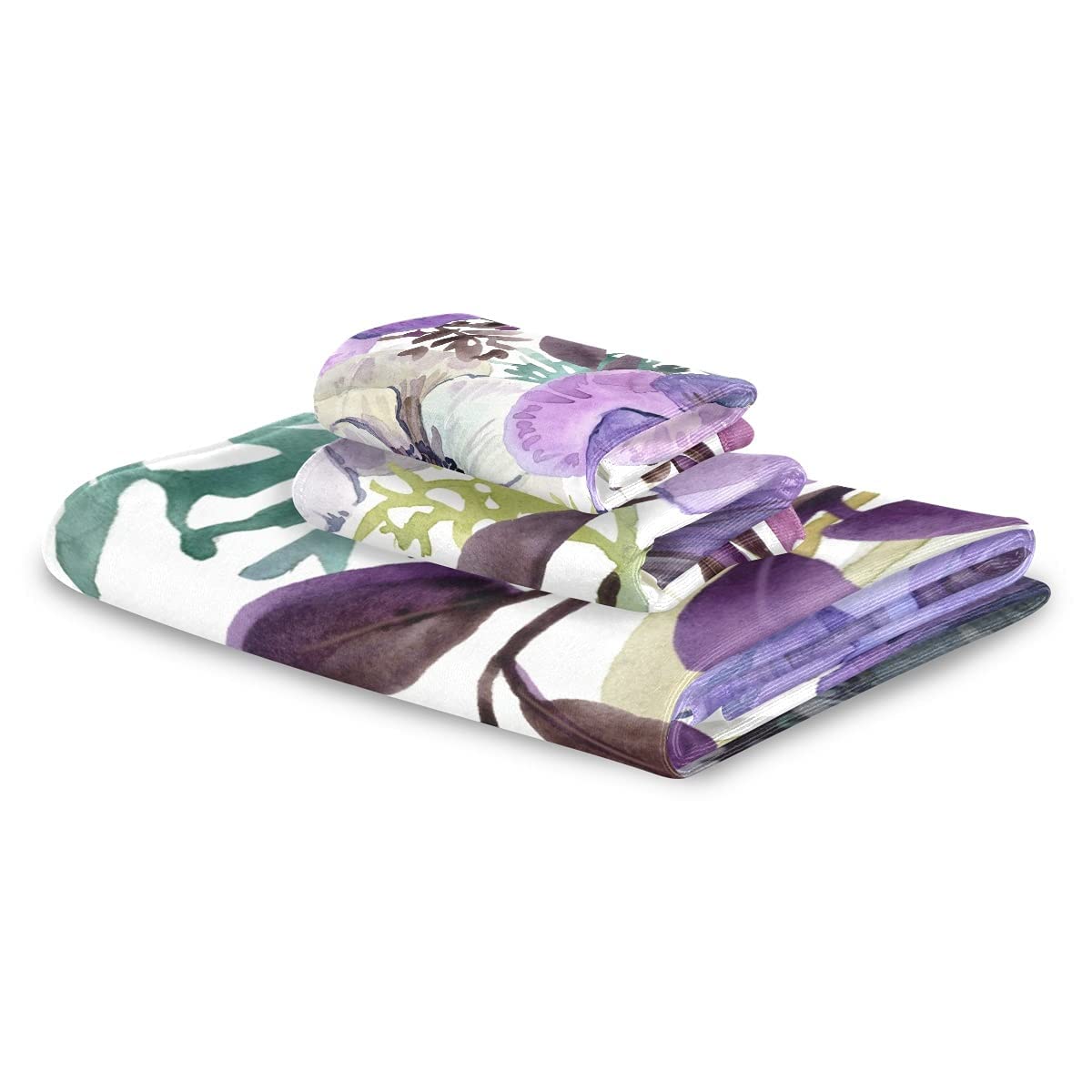 **Premium Purple Bath Towel Set - 3-Piece Ultra Absorbent Microfiber Bathroom Towels (1 Bath Towel + 1 Hand Towel + 1 Washcloth) - Floral Design for Spa, Beach & Home Decor**