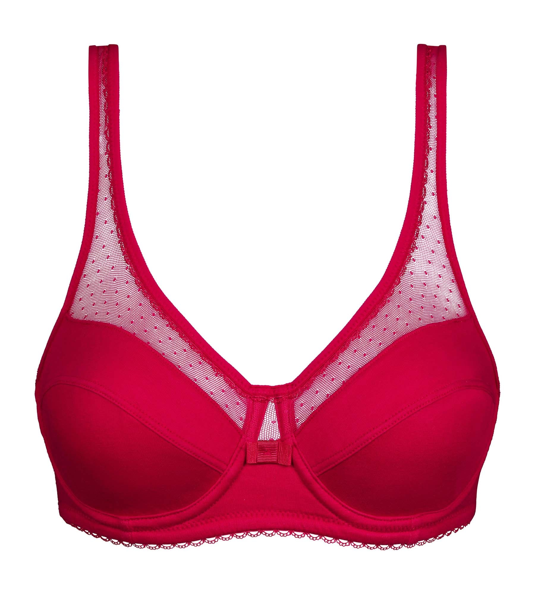 Wire-Free Supportive Full Coverage Bra - Red Organic Cotton Comfortable Underwire Bra for Women - Perfect for Everyday Wear, Yoga & Lounge