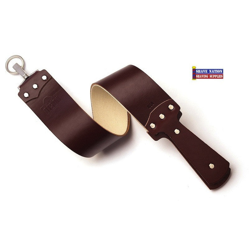 Ezra Arthur Bison 3 Inch Burgundy English Bridle Leather Strop - Premium Shaving Accessory for Straight Razor Maintenance & Barbershop Use