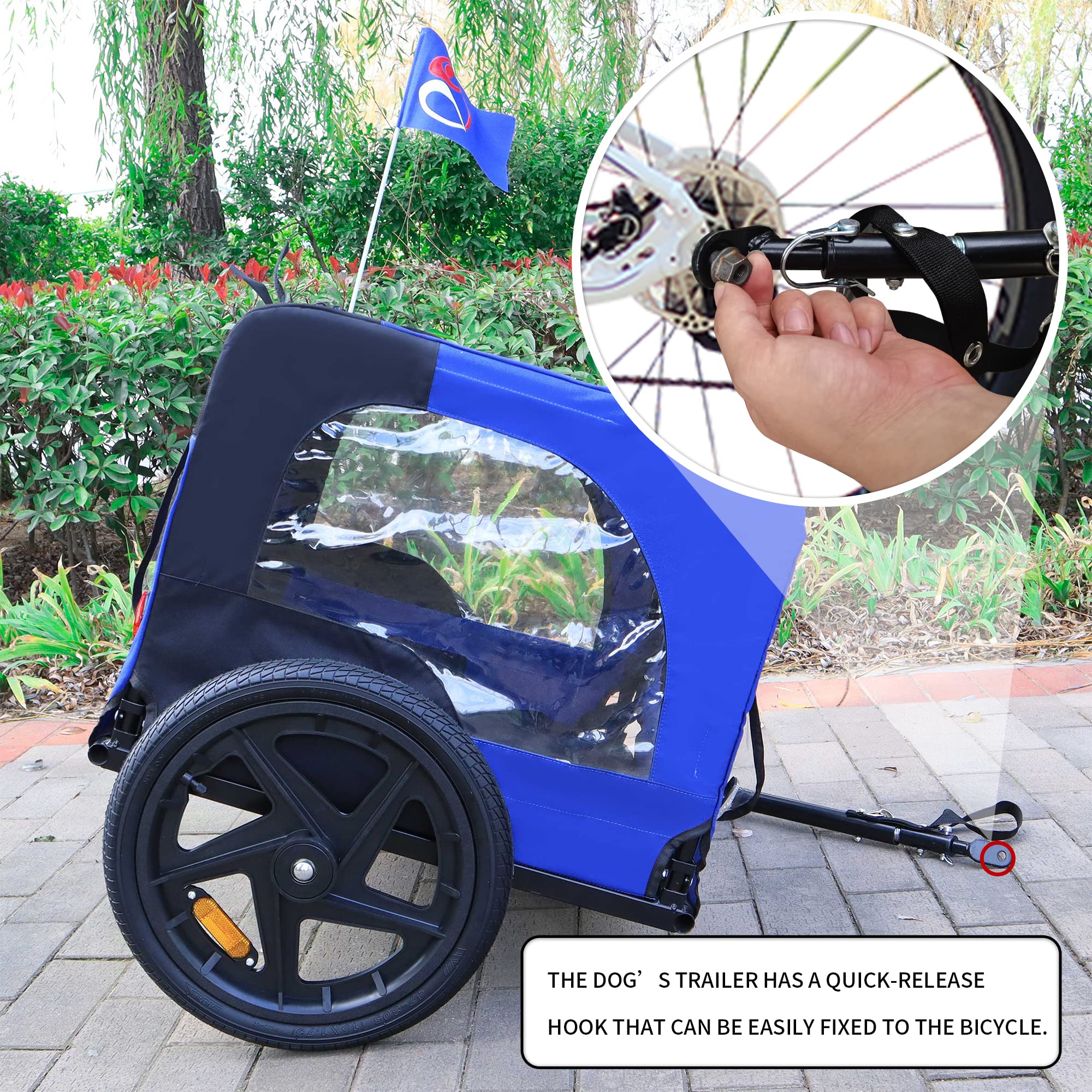 HomVent Dog Bike Trailer - Foldable Pet Carrier Wagon with 16 Inch Wheels for Small & Large Dogs | Safe Cycling & Outdoor Adventures for Your Pet