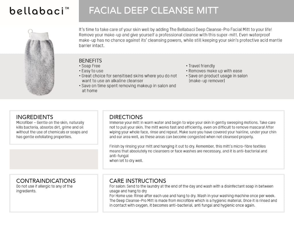 Bellabaci Facial Deep Cleanse Pro Facial Mitt - Exfoliating Glove for Smooth & Glowing Skin | Perfect for Spa, Home Skincare & Travel Use