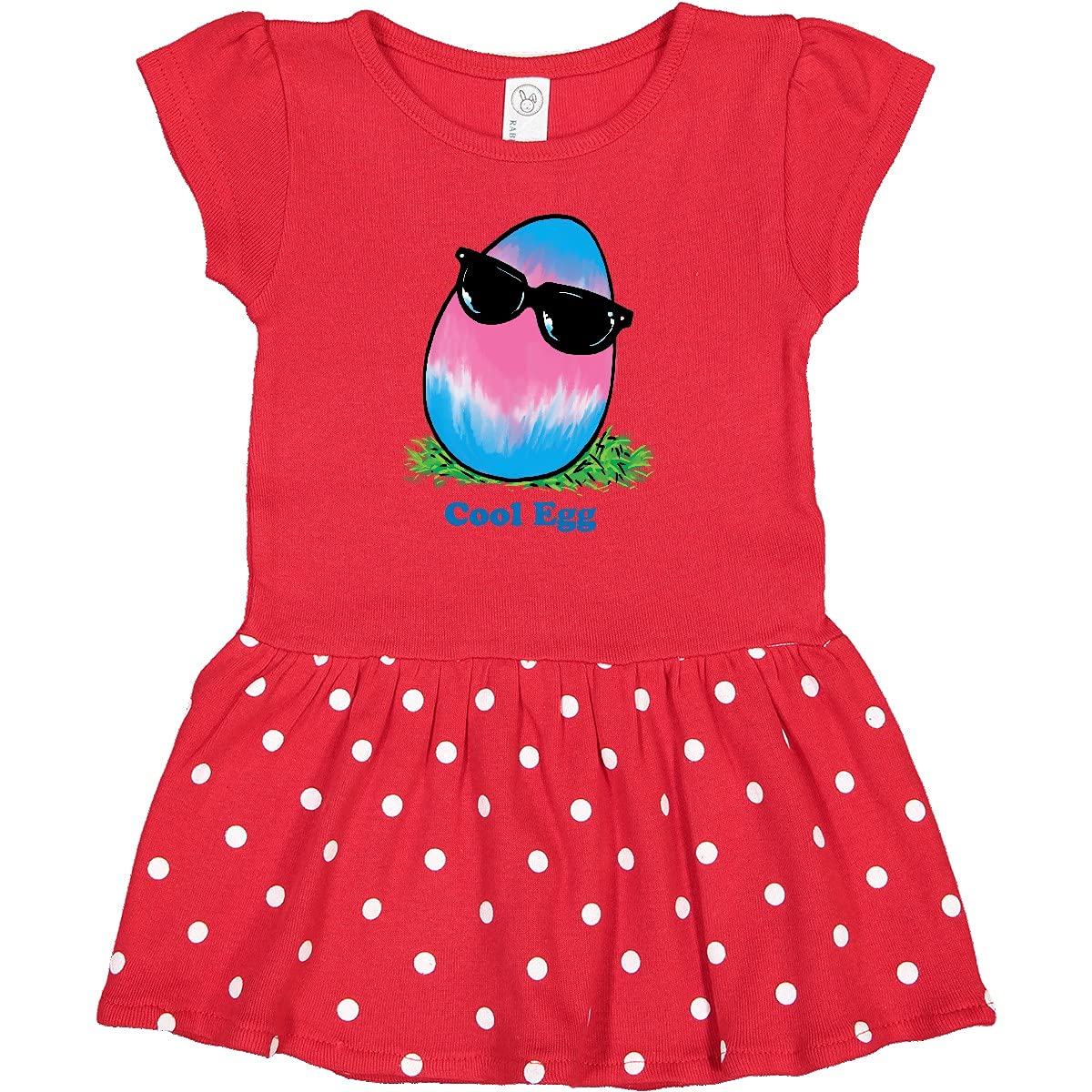 Inktastic Easter Pink and Blue Cool Egg with Sunglasses Baby Dress - Cute Outfit for Easter Celebrations, Spring Photoshoots & Family Gatherings