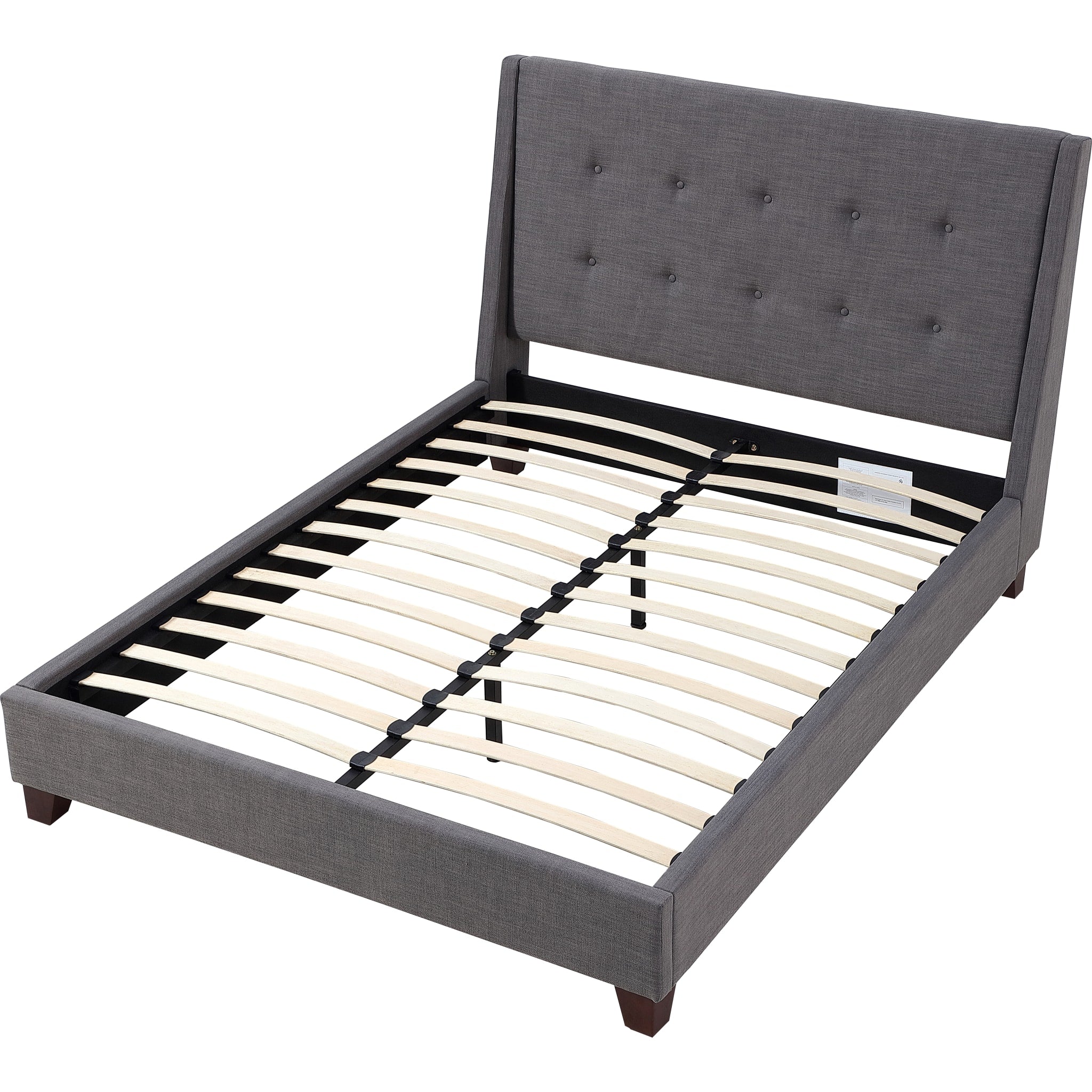 Dark Charcoal Madera Upholstered Platform Bed Frame - Queen Size Modern Bedroom Furniture for Master Bedroom & Guest Room