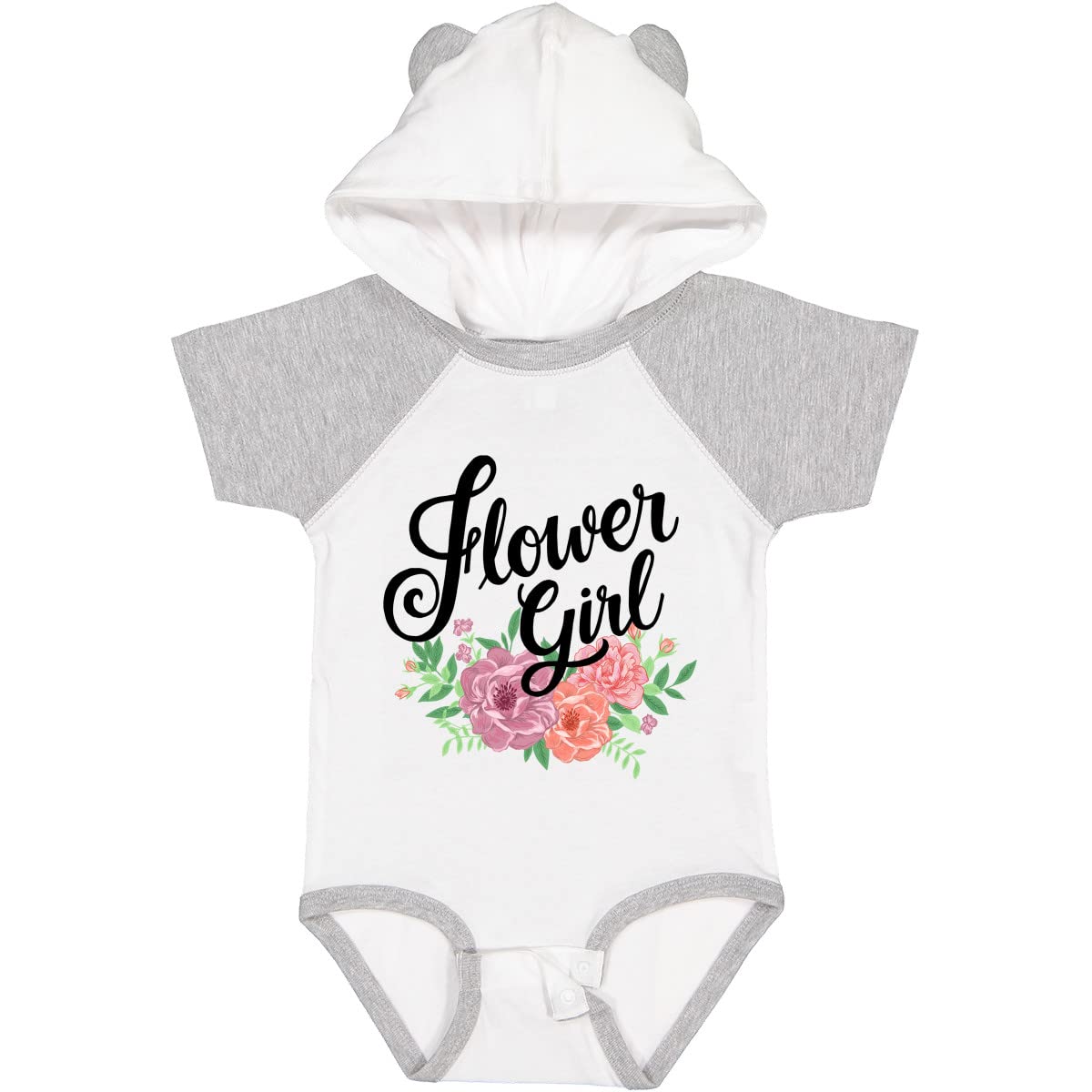 Inktastic Flower Girl Hand Lettering with Flowers Illustration Baby Bodysuit - Cute Outfit for Baby Girls, Infant Romper for Special Occasions, Photo Shoots & Everyday Wear