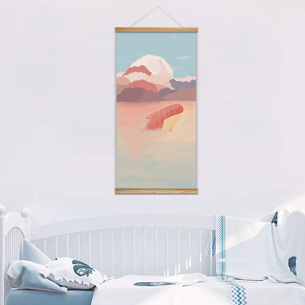 **SIGNWIN Blue Whale Wall Art Poster with Wood Frame - 18