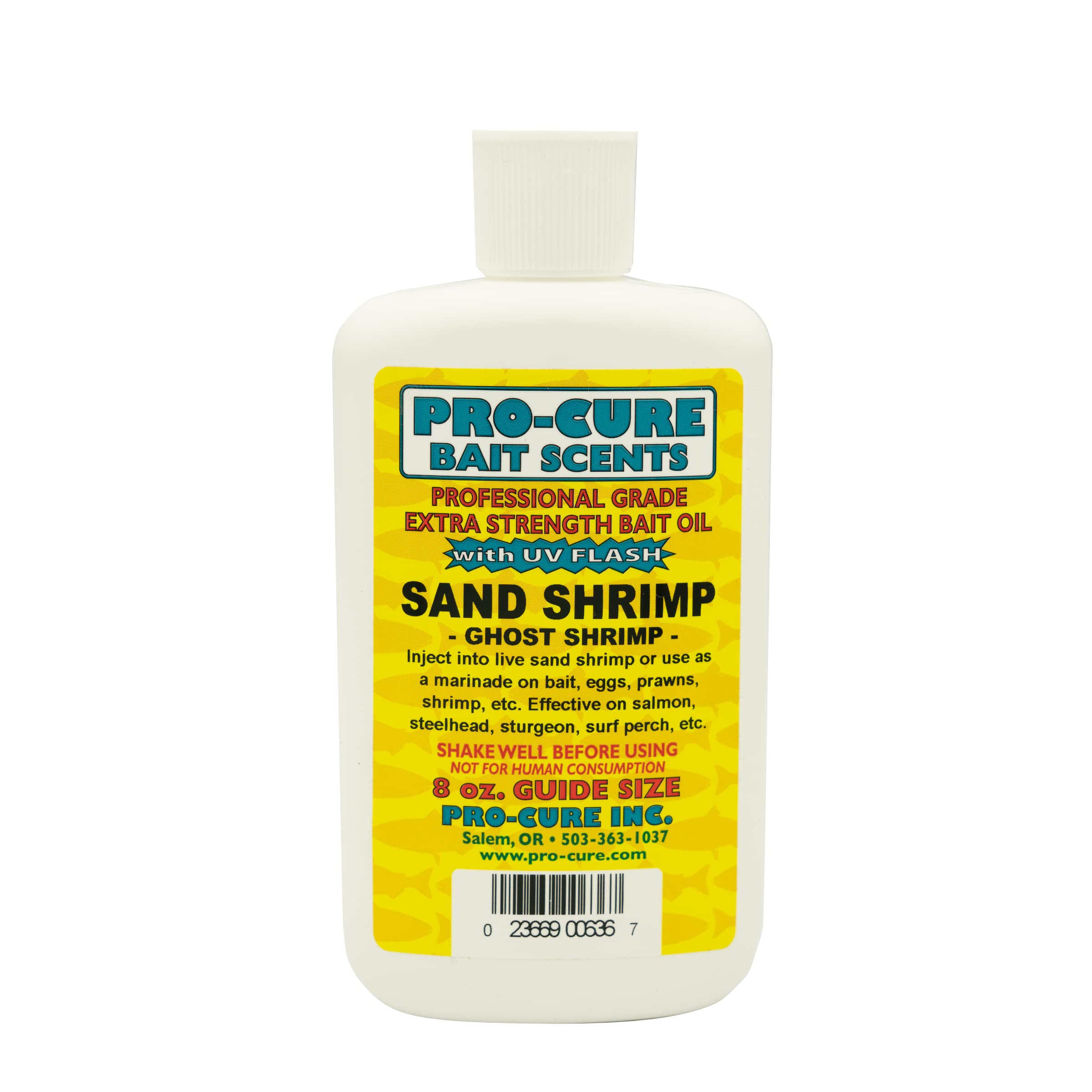 Pro-Cure Sand Shrimp (Ghost Shrimp) Bait Oil - 8 oz Fishing Attractant for Saltwater & Freshwater Angling - Ideal for Crabbing, Surf Fishing & Ice Fishing
