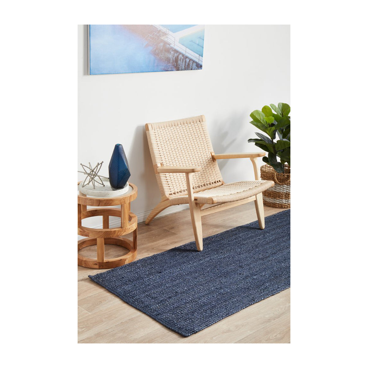 Bondi Rectangle Runner Rug - Navy Blue Non-Slip Hallway Carpet for Home & Office Decor | Perfect for Entryways, Kitchens, and High-Traffic Areas