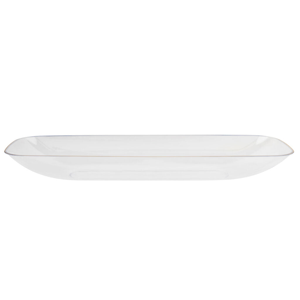 Clear and Gold Organic Rectangular Plastic Salad Bowl - 1 Count - Perfect for Healthy Meals, Parties, and Eco-Friendly Dining