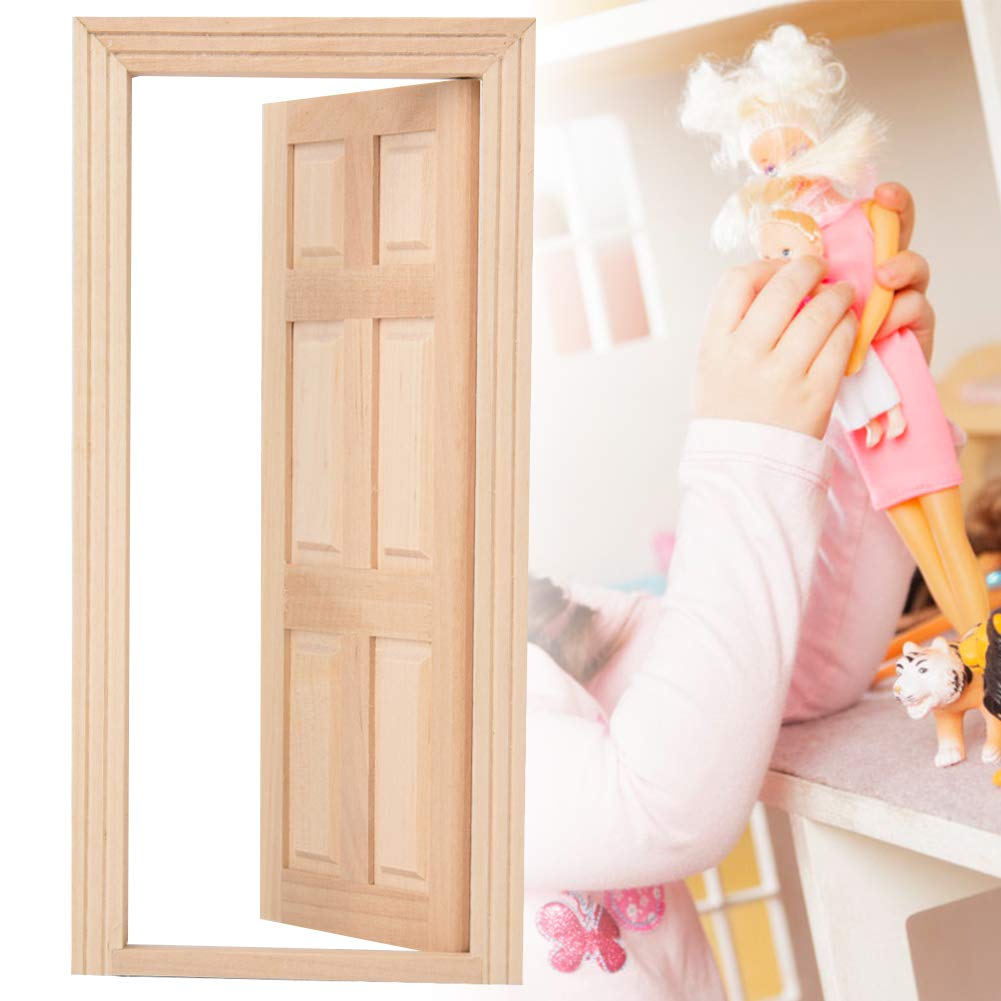 AYNEFY 1:12 Scale Mini Wooden Dollhouse Door & Window Frames - DIY Dollhouse Furniture Accessories for Realistic Home Decor & Creative Play Scenes