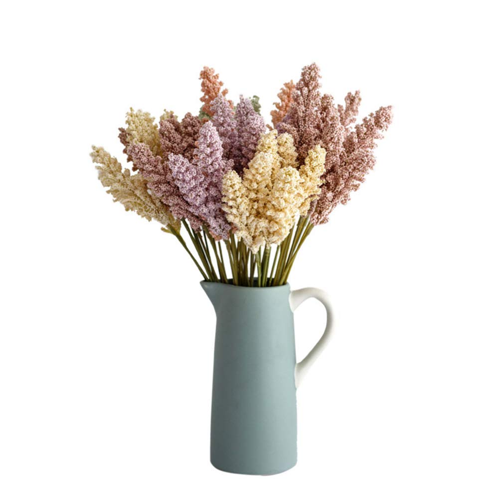 Amosfun 2 Pack Artificial Wheat Bouquet - Dried Natural Wheat Stems for Home Decor, Wedding Centerpieces, DIY Crafts - Perfect for Farmhouse, Rustic, and Boho Style Decorations