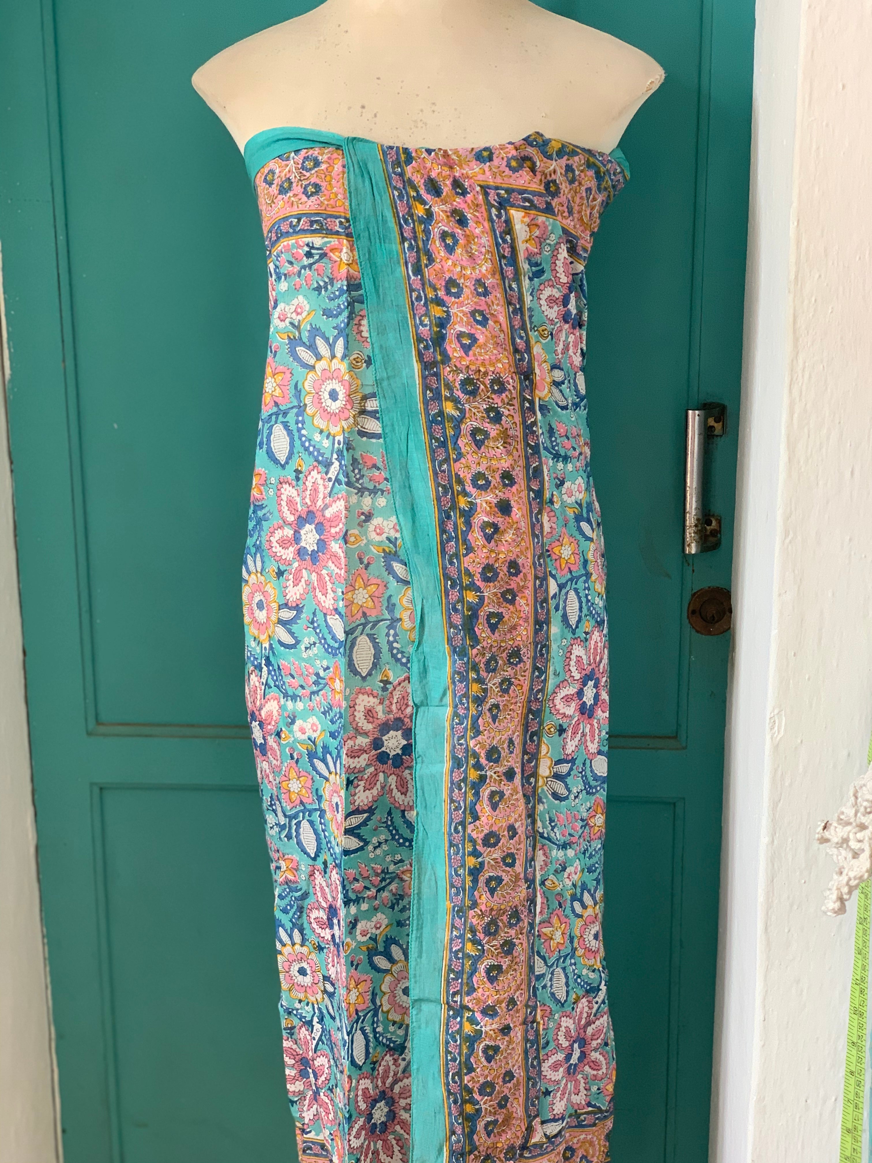 Handmade Block Printed Cotton Sarong - Boho Beach Pareo for Women, Summer Cover Up, Poolside Wrap, Travel Scarf & Yoga Skirt