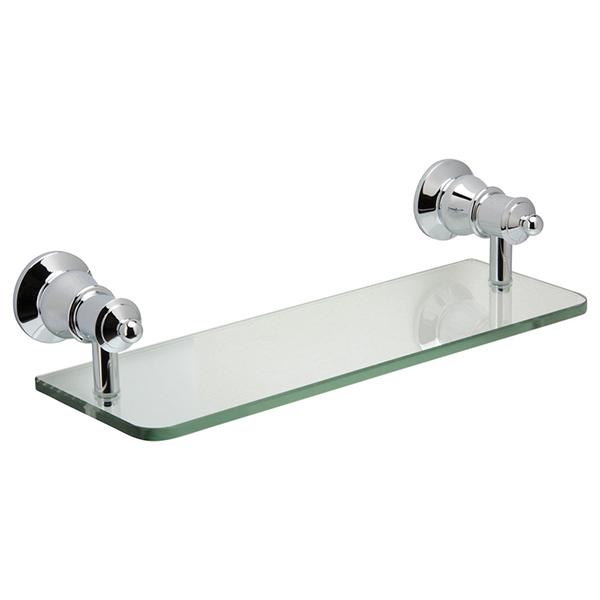 Fienza 81007 Chrome Lillian Glass Shelf - Bathroom & Kitchen Floating Shelves for Storage & Decor