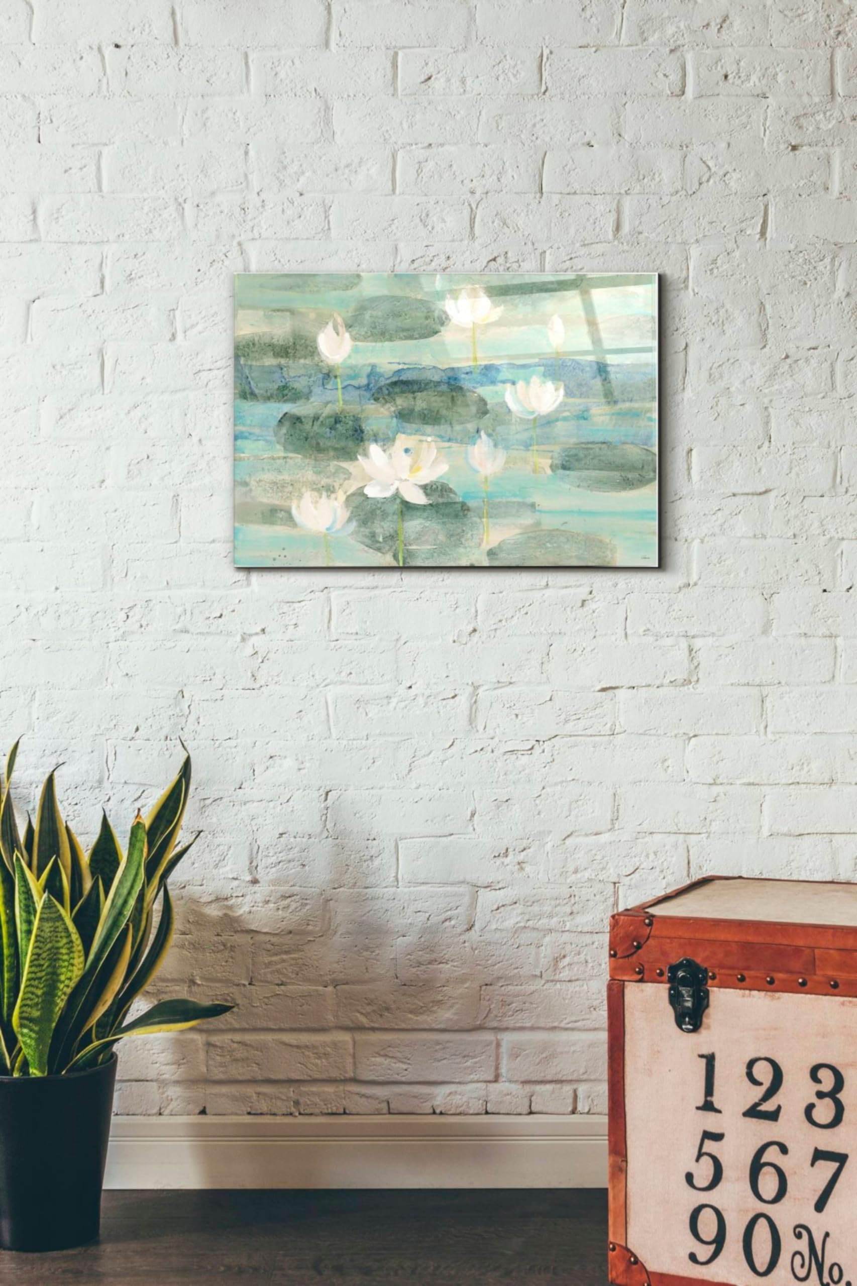 Albena Hristova Water Lilies Bright Acrylic Glass Wall Art - 16x24 Inches Modern Home Decor for Living Room, Bedroom & Office