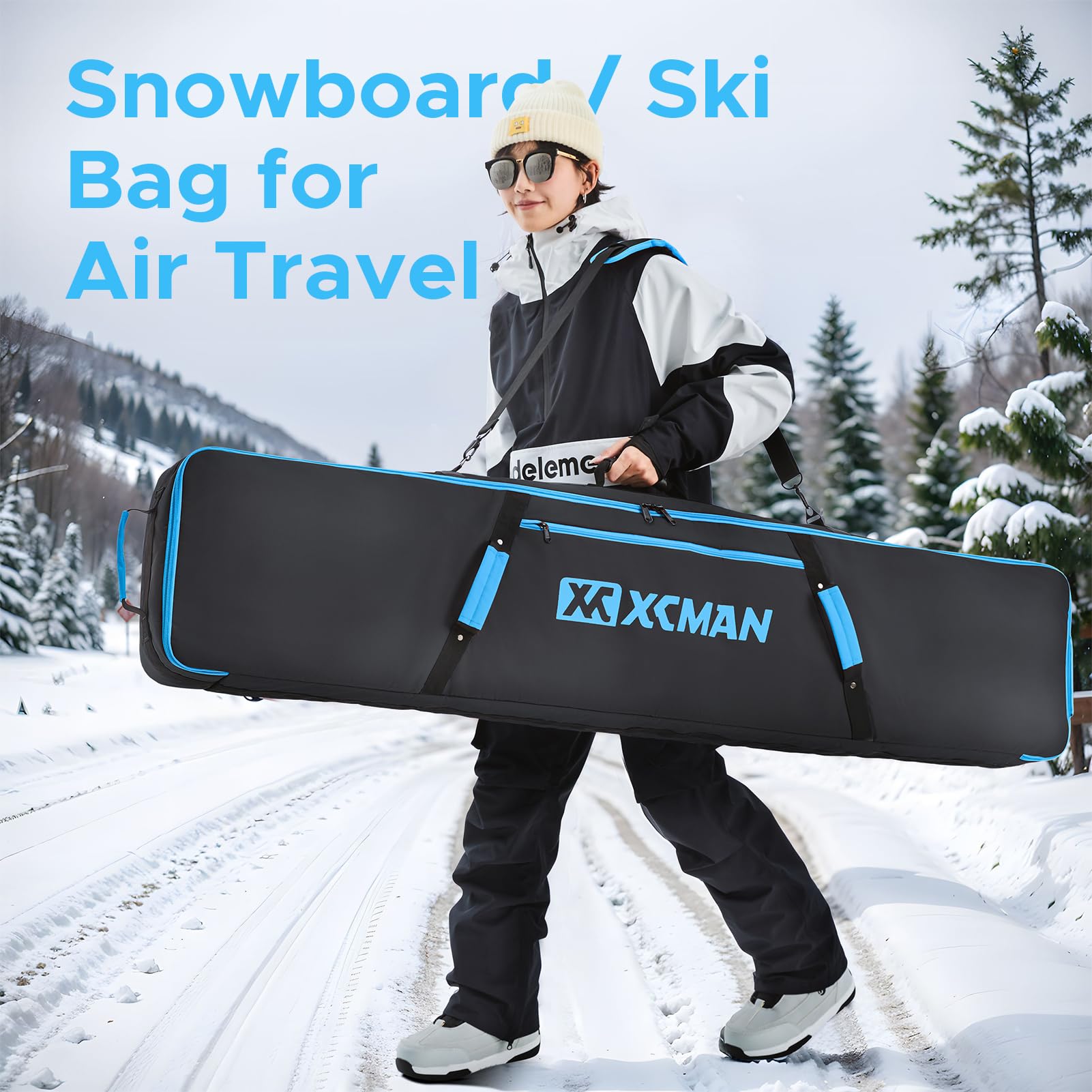XCMAN Waterproof Padded Snowboard Travel Bag - Airline Approved Ski & Snowboarding Gear Carrier for Boots & Equipment | Perfect for Winter Vacations & Mountain Resorts