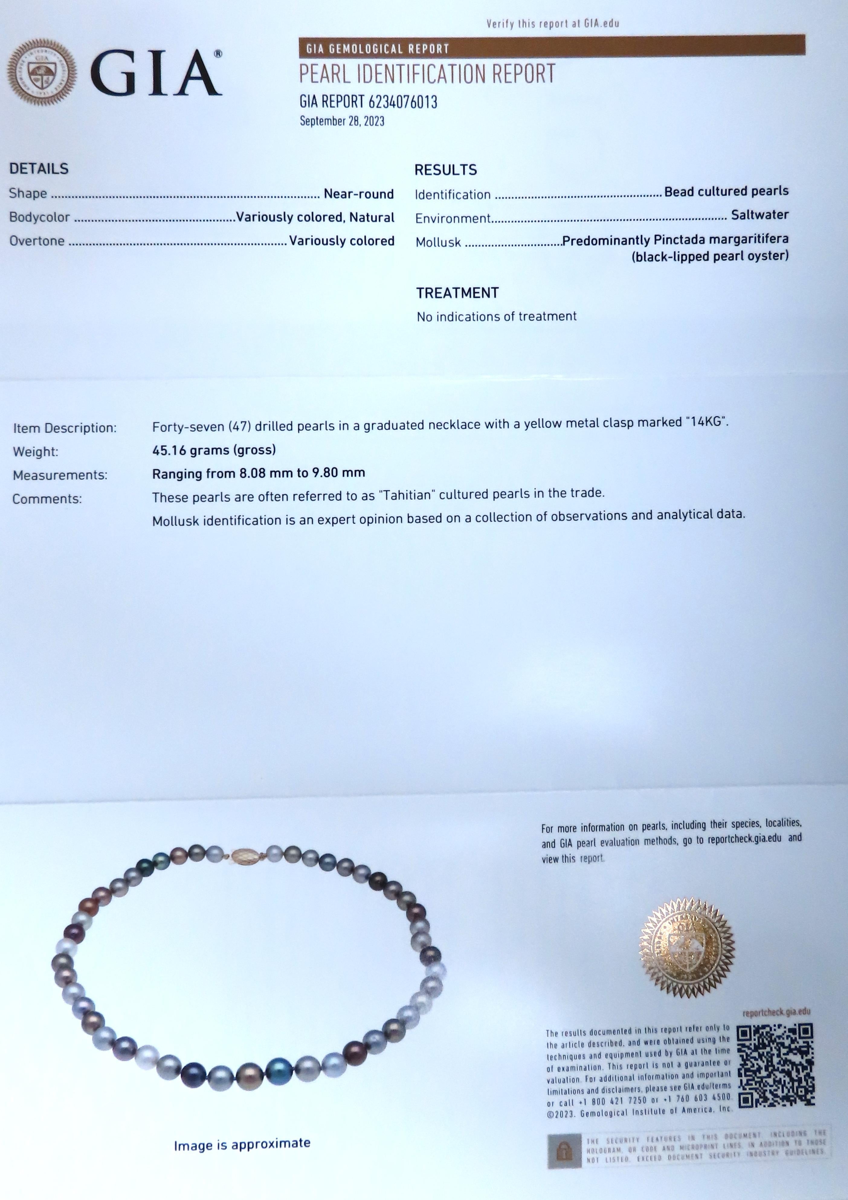 GIA Certified Natural Tahitian Saltwater Pearl Necklace - Pinctada Margaritifera, Untreated & High Quality | Perfect for Weddings, Anniversaries & Special Occasions