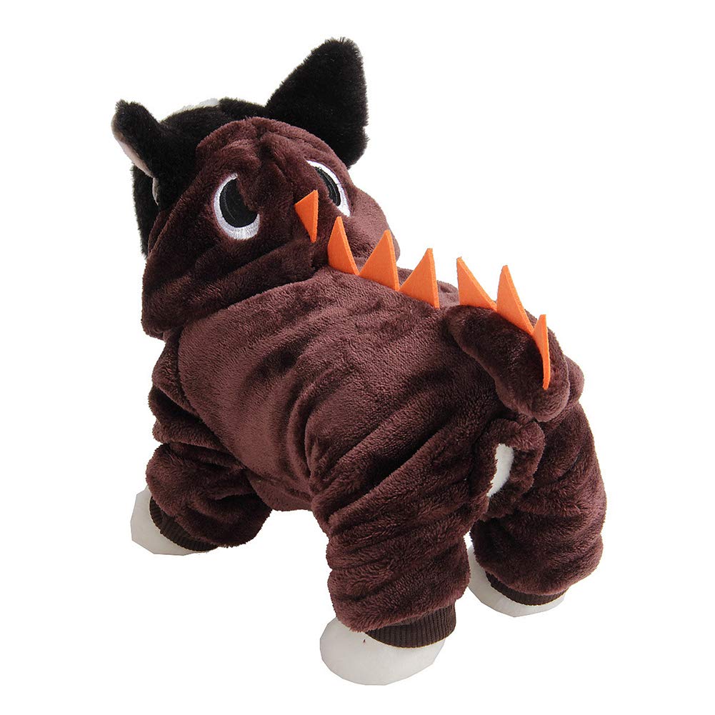 Halloween Dinosaur Dog Costume - Cute Pet Hoodie for Parties (Coffee, L)