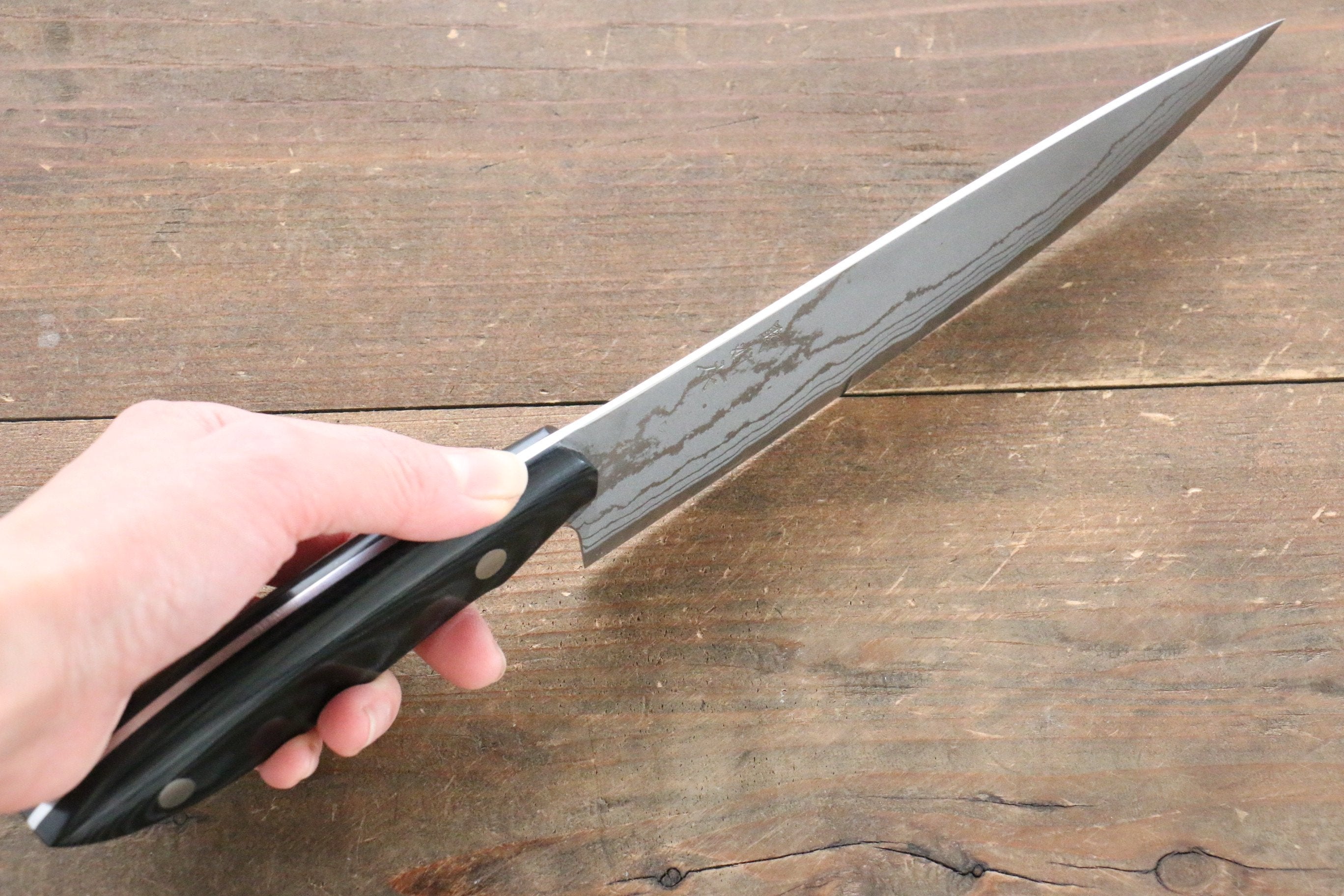 Premium Kazuo Nomura White Steel No.2 Damascus Gyuto Chef Knife 180mm with Durable Micarta Handle - Perfect for Sushi, Meat Slicing & Professional Kitchen Use