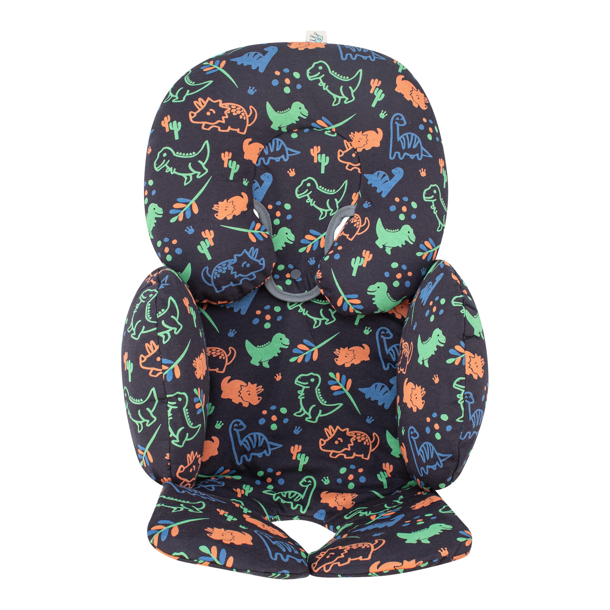 JYOKO Baby Head and Body Support Pillow - Hypoallergenic 100% Cotton Infant Cushion for Newborns & Toddlers (Happy Dino Design) - Perfect for Car Seats, Strollers, and Safe Sleeping