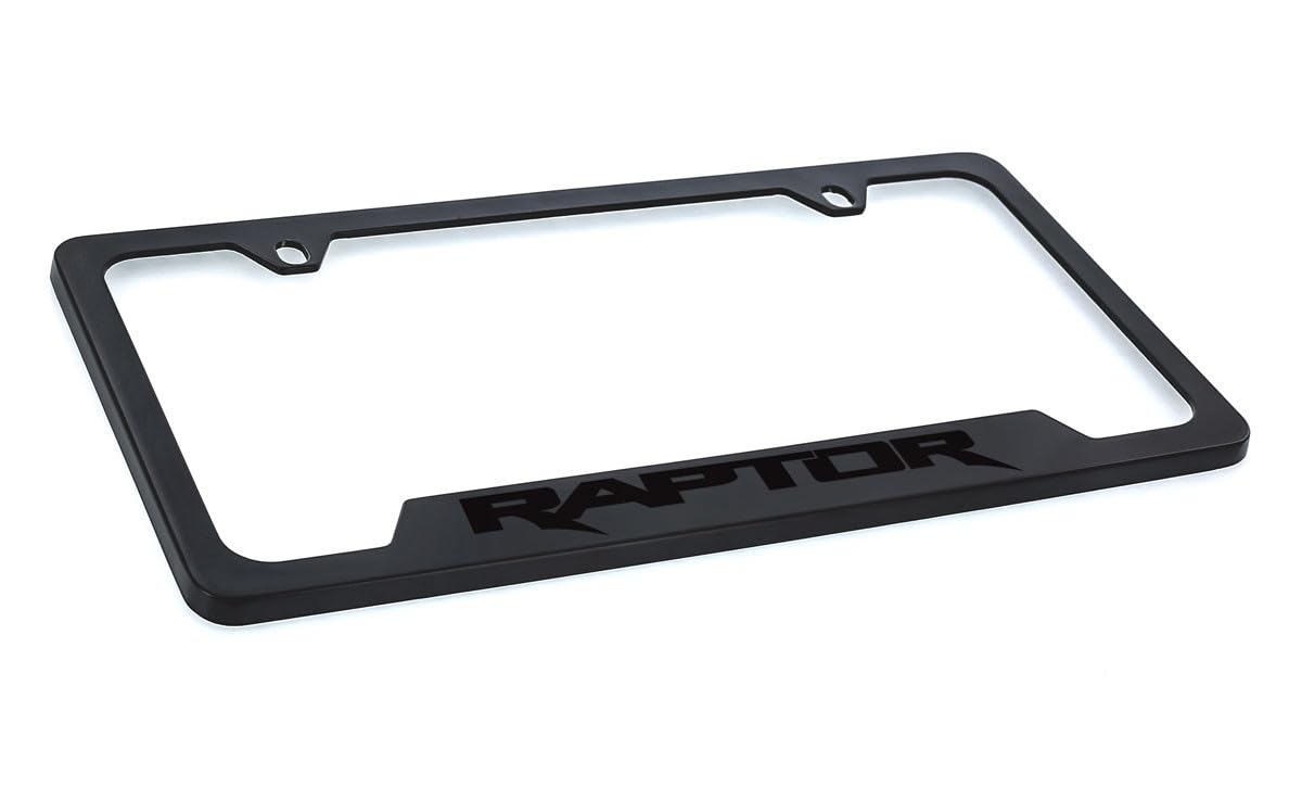 Black Ford Raptor Metal License Plate Frame - Heavy Duty Matte Black Truck Accessory for Off-Road & Street Use