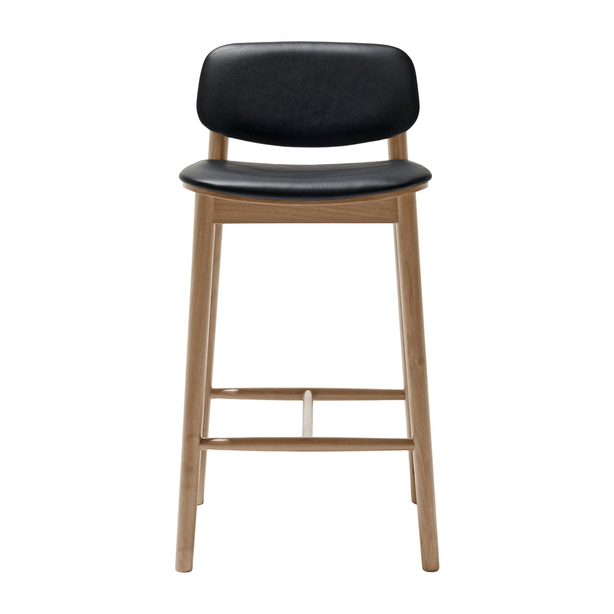Premium Oak Leather Bar Stool by Lando - Modern Counter Height Stool for Kitchen Island, Home Bar & Dining Room - Comfortable & Durable Leather Seat with Solid Wood Base