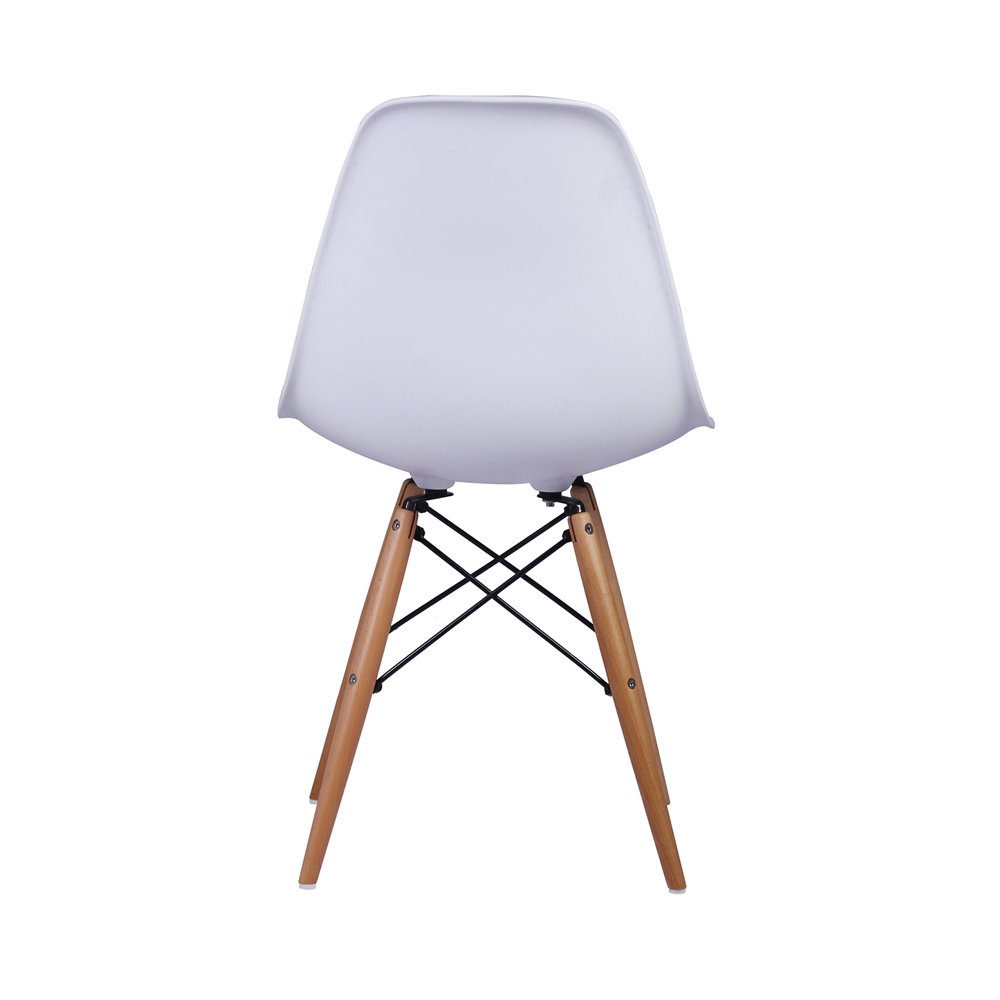 GIA Mid-Century Modern Plastic Armless Dining Chairs with Wooden Beech Legs - Set of 2 in White | Perfect for Kitchen, Dining Room & Small Space Decor