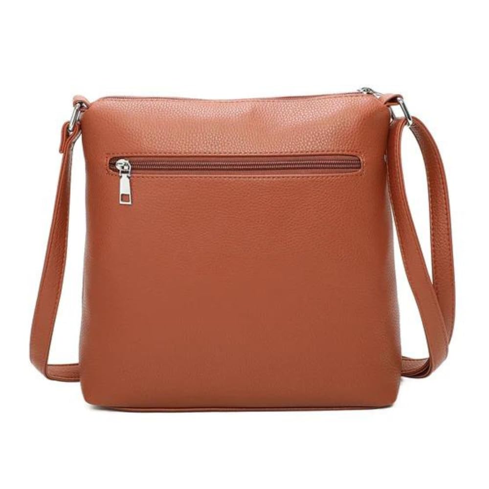 Stylish Women's Double Front Zip PU Leather Handbag - Fashionable School Shoulder Bag & Crossbody Purse for Daily Use, Work, and Travel