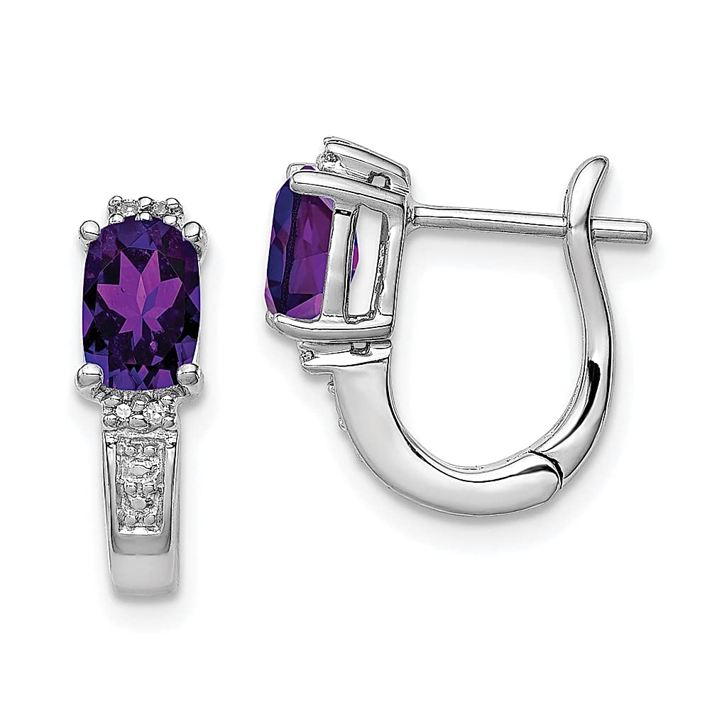 925 Sterling Silver Diamond & Amethyst Hinged Hoop Drop Dangle Earrings for Women | Elegant Fine Jewelry Gift for Her | Perfect for Weddings, Parties & Special Occasions
