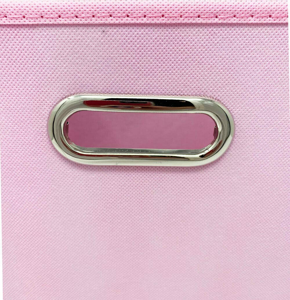 6-Pack Pink Fabric Storage Bins with Metal Handles - 10.5