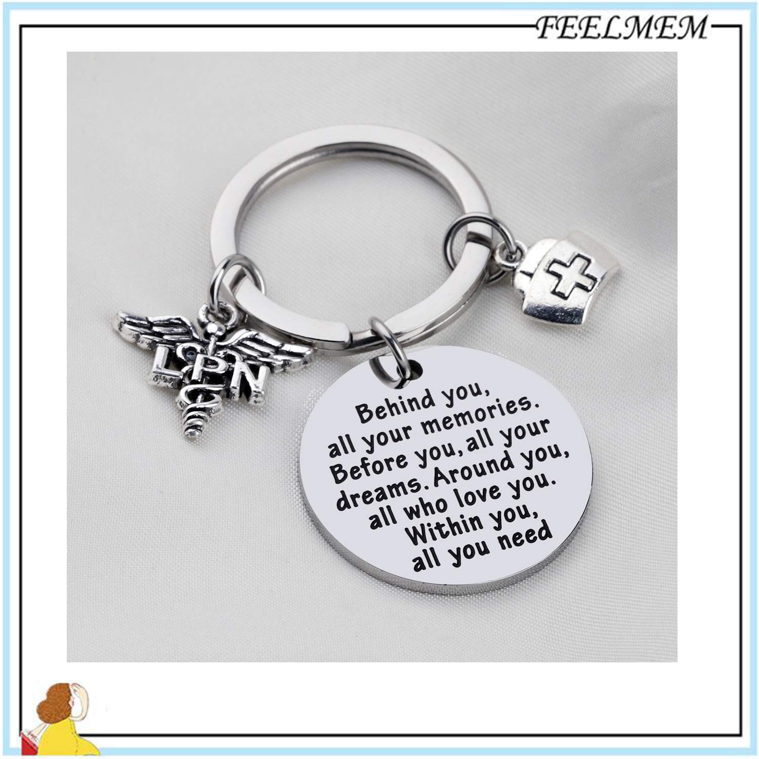 FEELMEM LPN Graduation Gift - Engraved Keychain for Licensed Practical Nurses | Thoughtful Nursing School Gift for Graduation, Appreciation & Memories | Perfect for Clinicals, Work Badge & Daily Inspiration