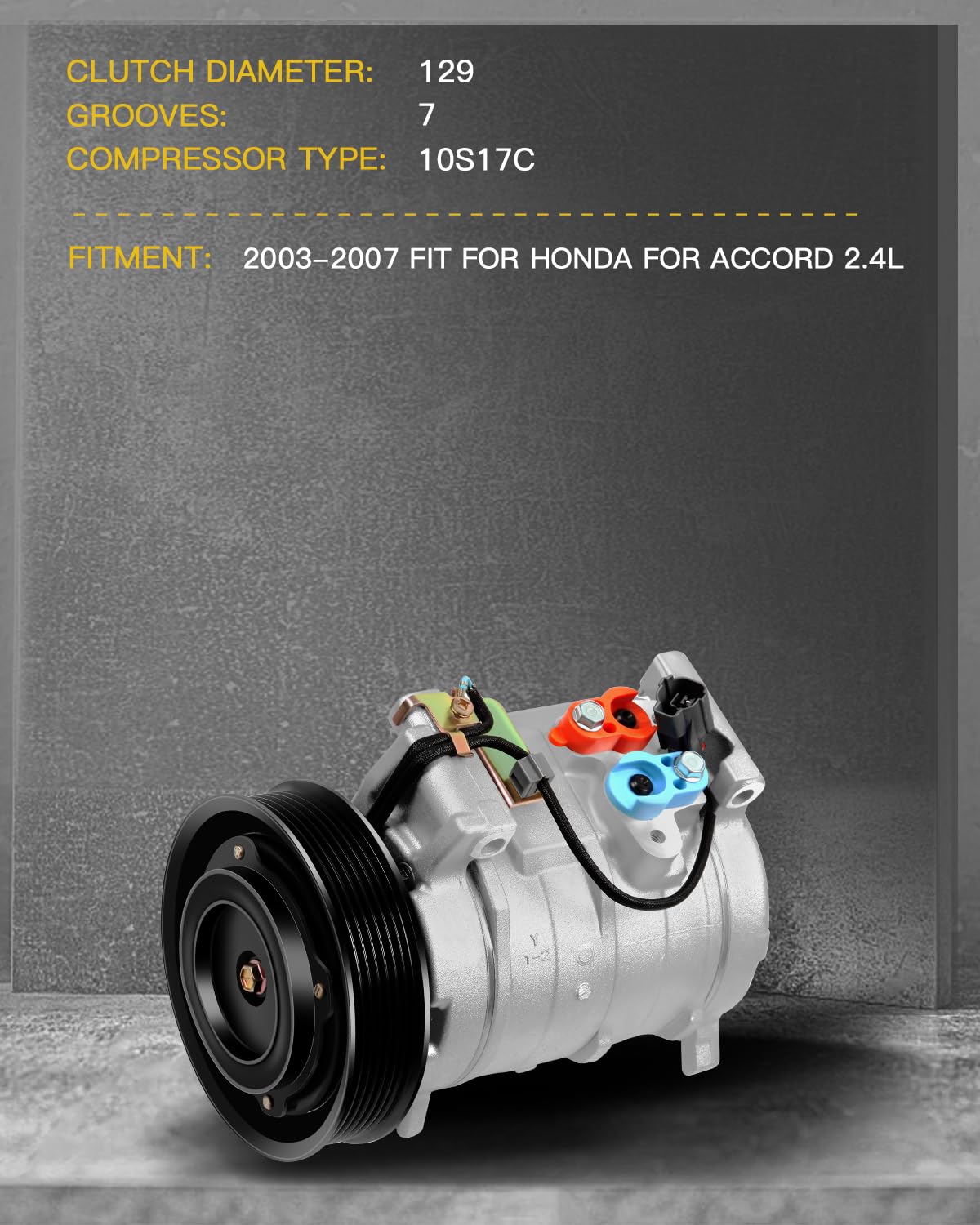 INEEDUP Air Conditioner Compressor for 2003-2007 Honda Accord 2.4L - AC Compressor with Clutch Replacement Part - Perfect for Summer Cooling & Auto AC Repair