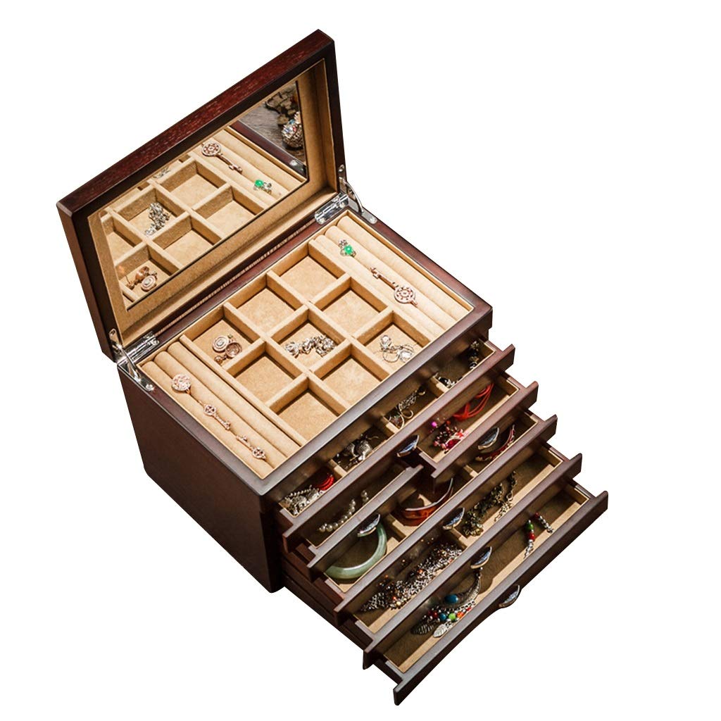 Wooden Jewelry Box for Dressing Table - Creative Retro Multi-Layer Storage Organizer with Vintage Finish | Perfect Gift for Women, Jewelry Organization & Home Decor