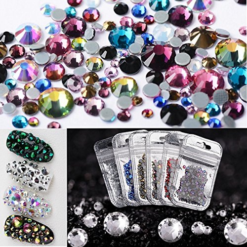 400pcs Mixed Colors & Sizes Flatback Rhinestones for Nail Art - 31 Vibrant Shades, DIY Nail Decorations, Hot Fix Gemstones | Perfect for Manicures, Pedicures, Salon & Home Nail Designs