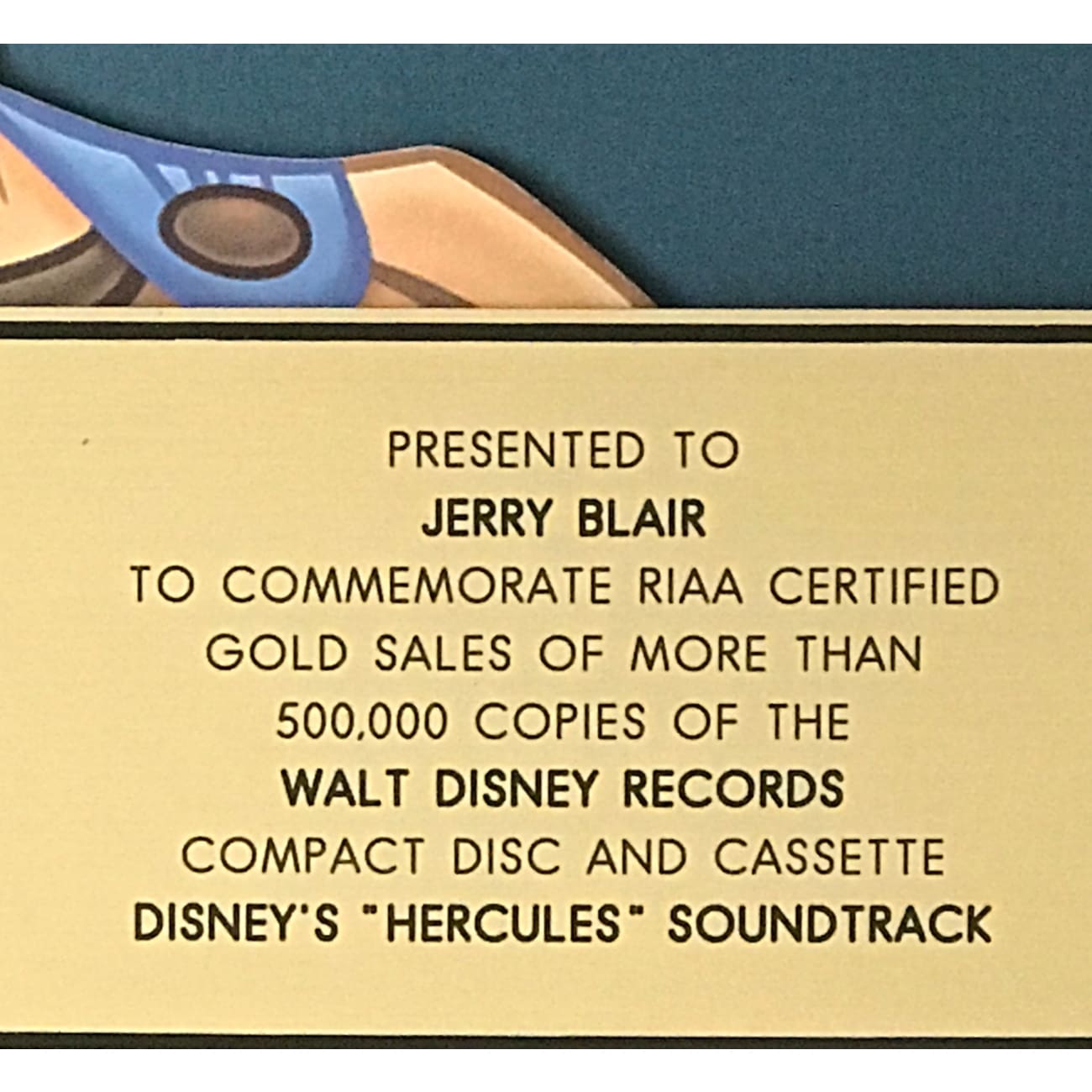Hercules Animated Movie Soundtrack - RIAA Certified Gold Album Award - Perfect for Disney Fans & Music Collectors