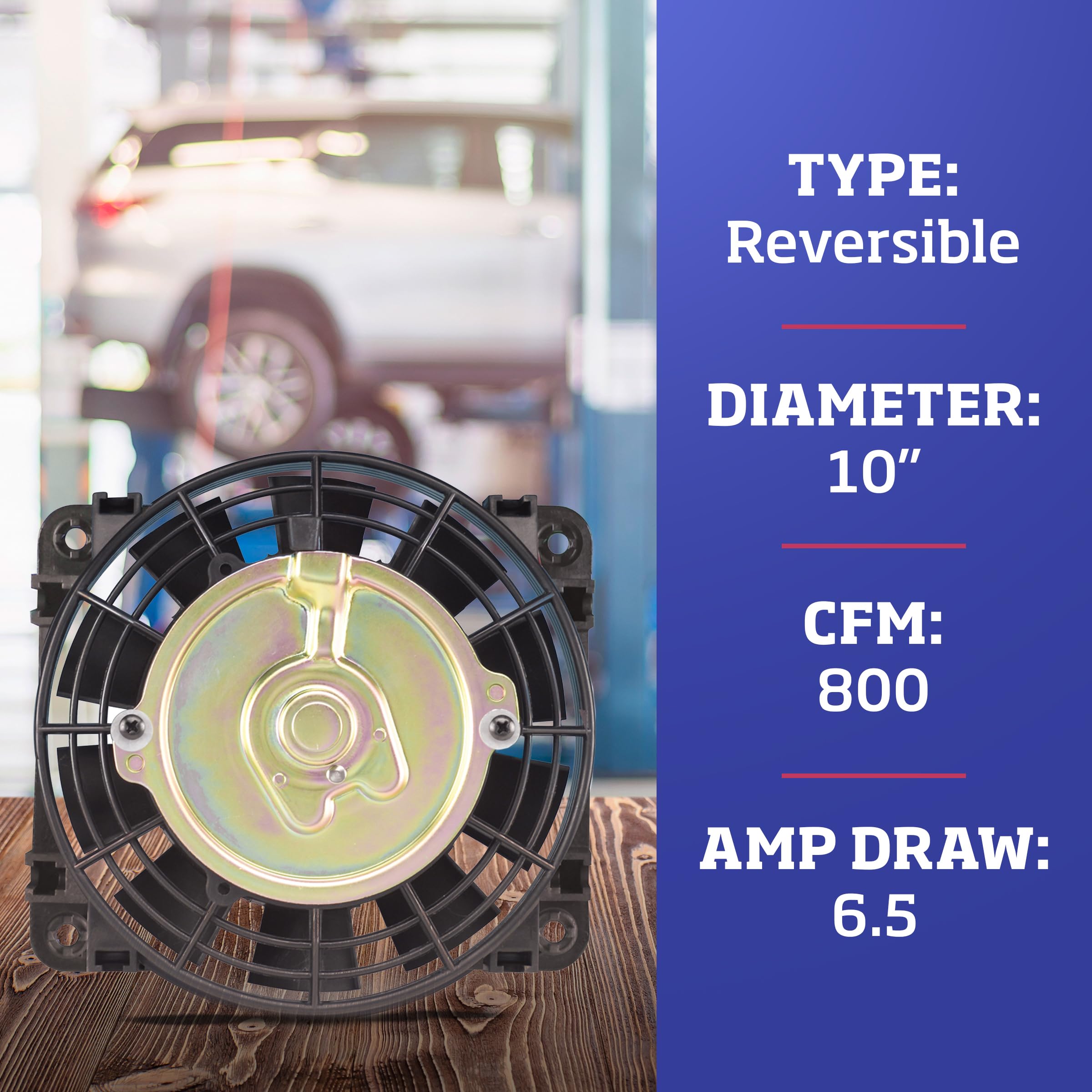 10 Inch Black Trimline Reversible Electric Fan - Dual Pusher-Puller Function for Cars, Trucks & RVs | Compact Cooling Solution for Vehicles, Workshops & Camping