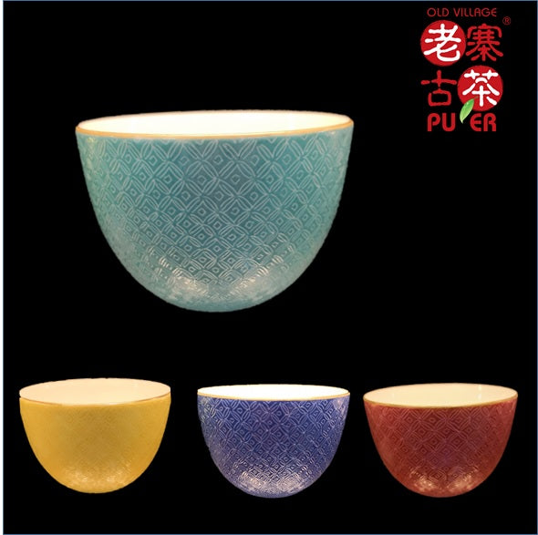 Premium Porcelain Tea Tasting Cup Set of 4 from Jingdezhen - Handcrafted Floral & Coin Pattern Tea Cups - Perfect Gift for Tea Lovers, Chinese Tea Ceremony & Home Decor