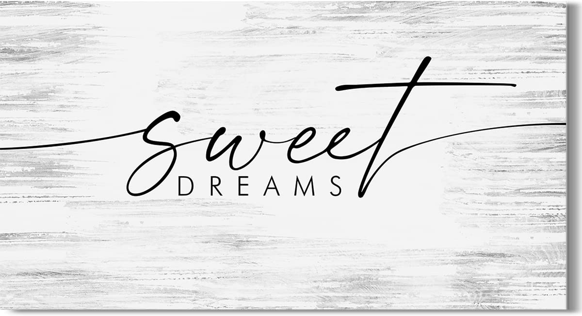 Above Bed Wall Decor for Bedroom - Sweet Dreams Master Bedroom Canvas Art - Minimalist Farmhouse Wall Hanging - Wedding Gift for Couples - Bridal Shower Present - 48x24 Inch Ready to Hang - Perfect for Home Decor, Bedroom Accent & Housewarming Gifts