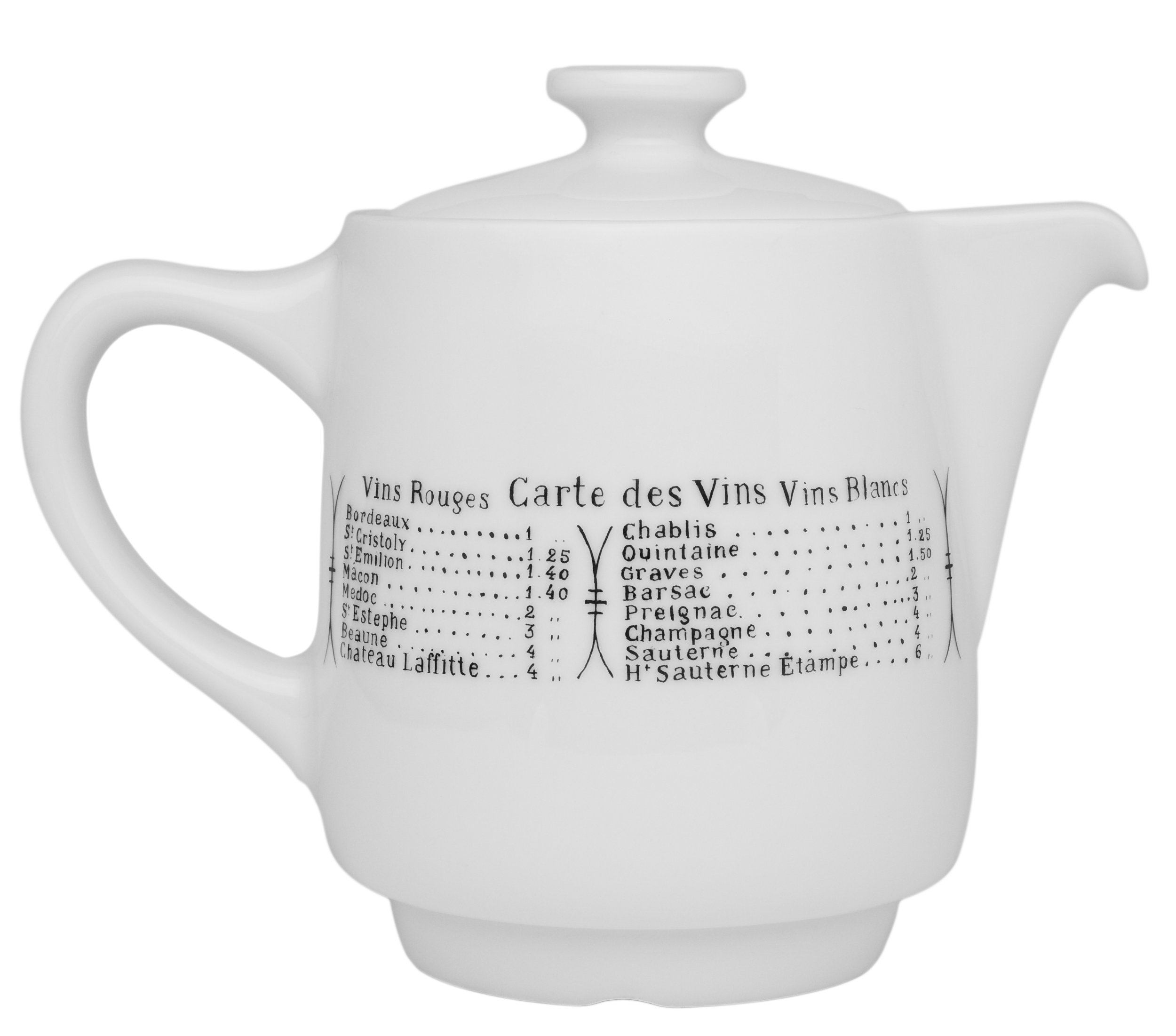Pillivuyt Brasserie 18oz Coffee and Tea Pot - Elegant French Porcelain for Home, Cafe & Restaurant Use