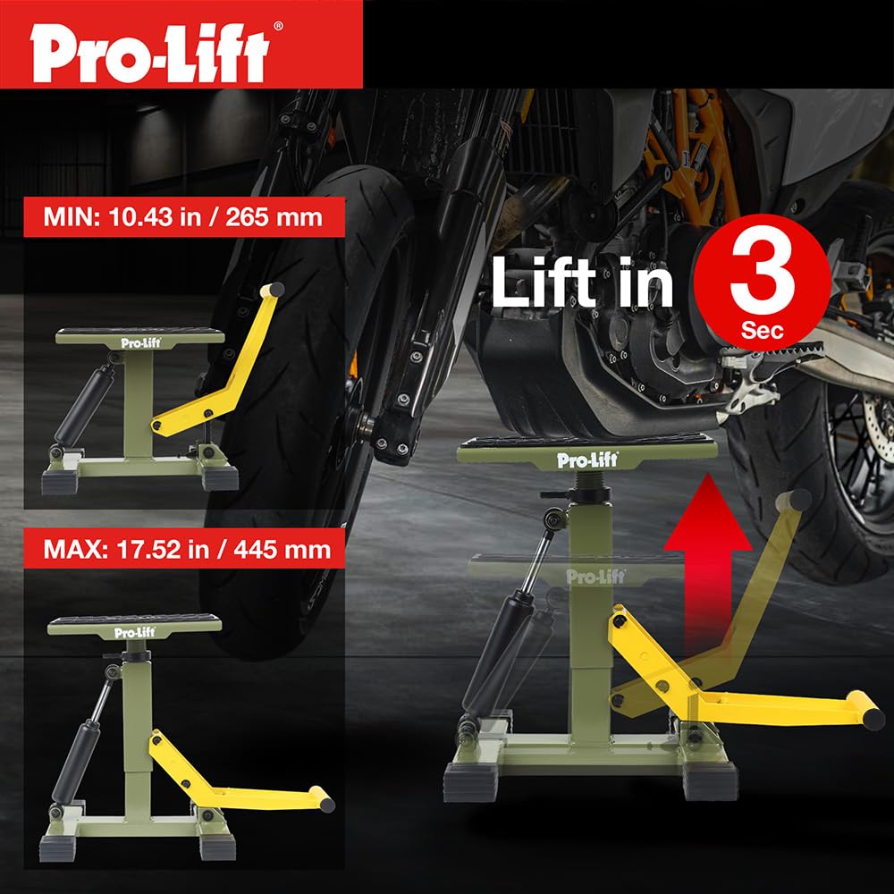 Pro-Lift Dirt Bike Stand Lift - 440 lbs Capacity Hydraulic Motorcycle Jack with Adjustable Height, Heavy Duty Pit Bike Repair Stand for Maintenance & Storage - Perfect for Garage, Workshop & Off-Road Riding