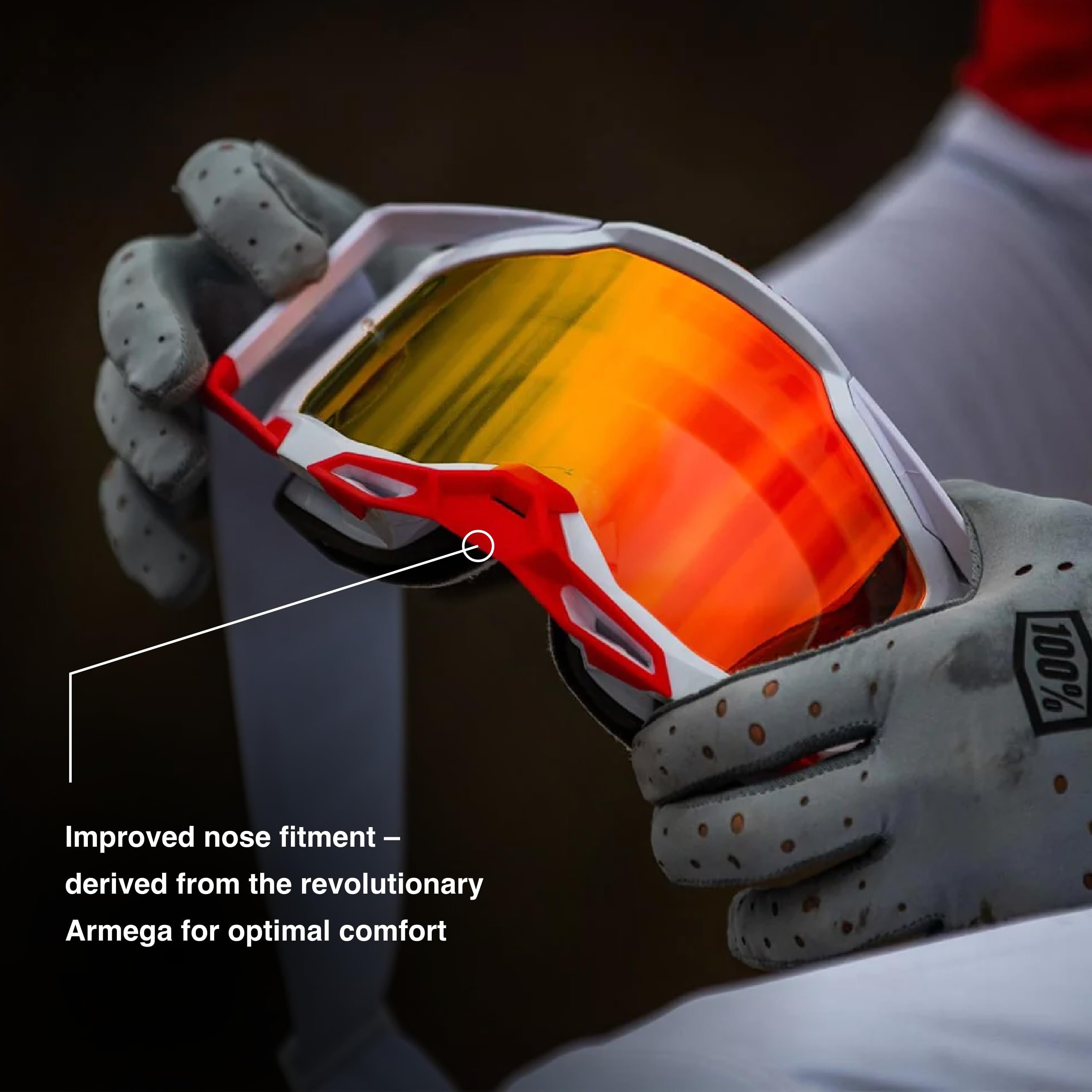 100% Racecraft 2 Motocross & Mountain Bike Goggles - Anti-Fog UV Protection Sports Eyewear with Red Frame & Mirror Red/Blue Lens - Perfect for Off-Road Racing, Trail Riding & Dirt Biking Adventures