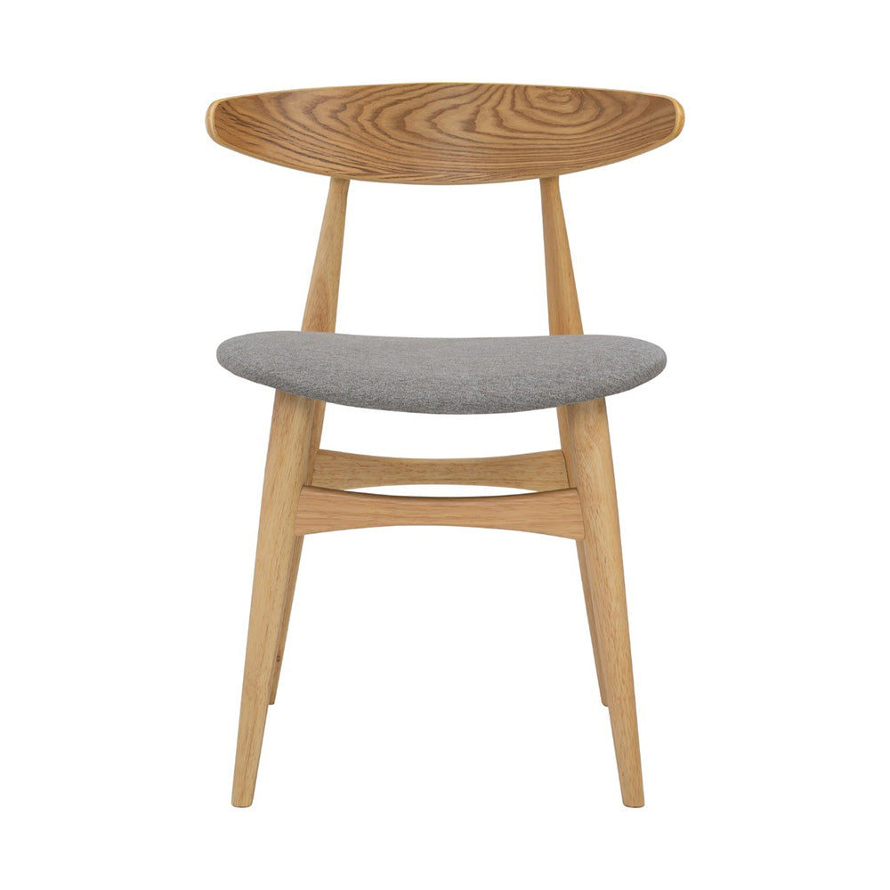 Tricia Dining Chair - Solid Oak Wood Frame with Grey Upholstery - Perfect for Kitchen, Dining Room & Home Office