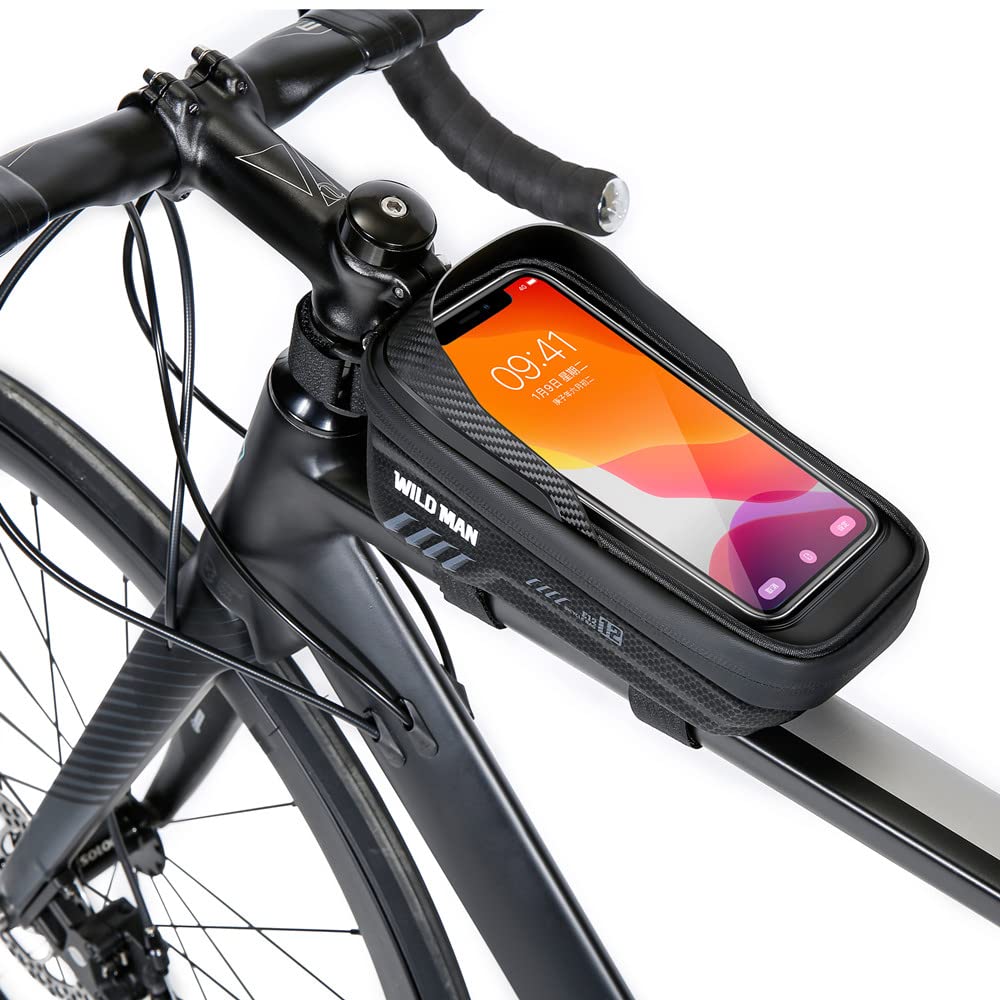 **WILD MAN Waterproof Bike Phone Mount Bag - 3D Hard EVA & TPU Touch Screen Holder for Phones Under 6.7