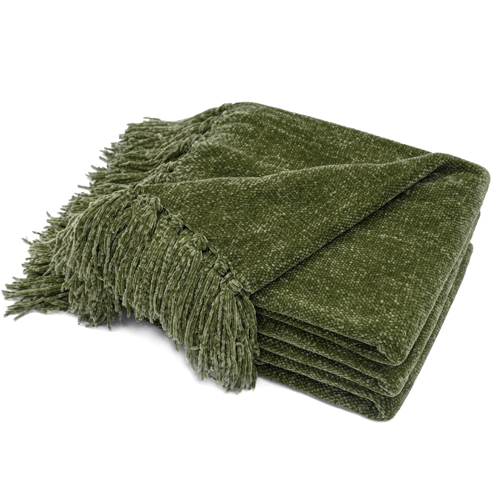 Soft Cozy Chenille Throw Blanket with Fringe Tassels - 50