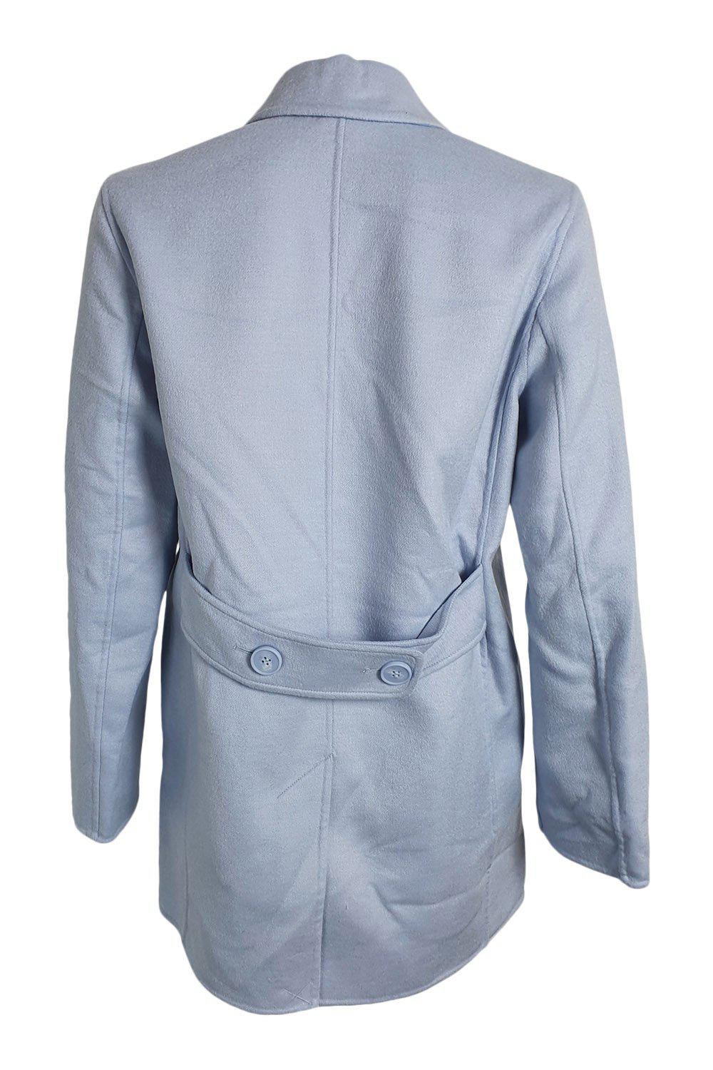 Comptoir des Cotonniers Women's Wool & Silk Blend Heather Blue Pea Coat (Size FR 34) - Elegant Winter Outerwear for Work & Casual Wear