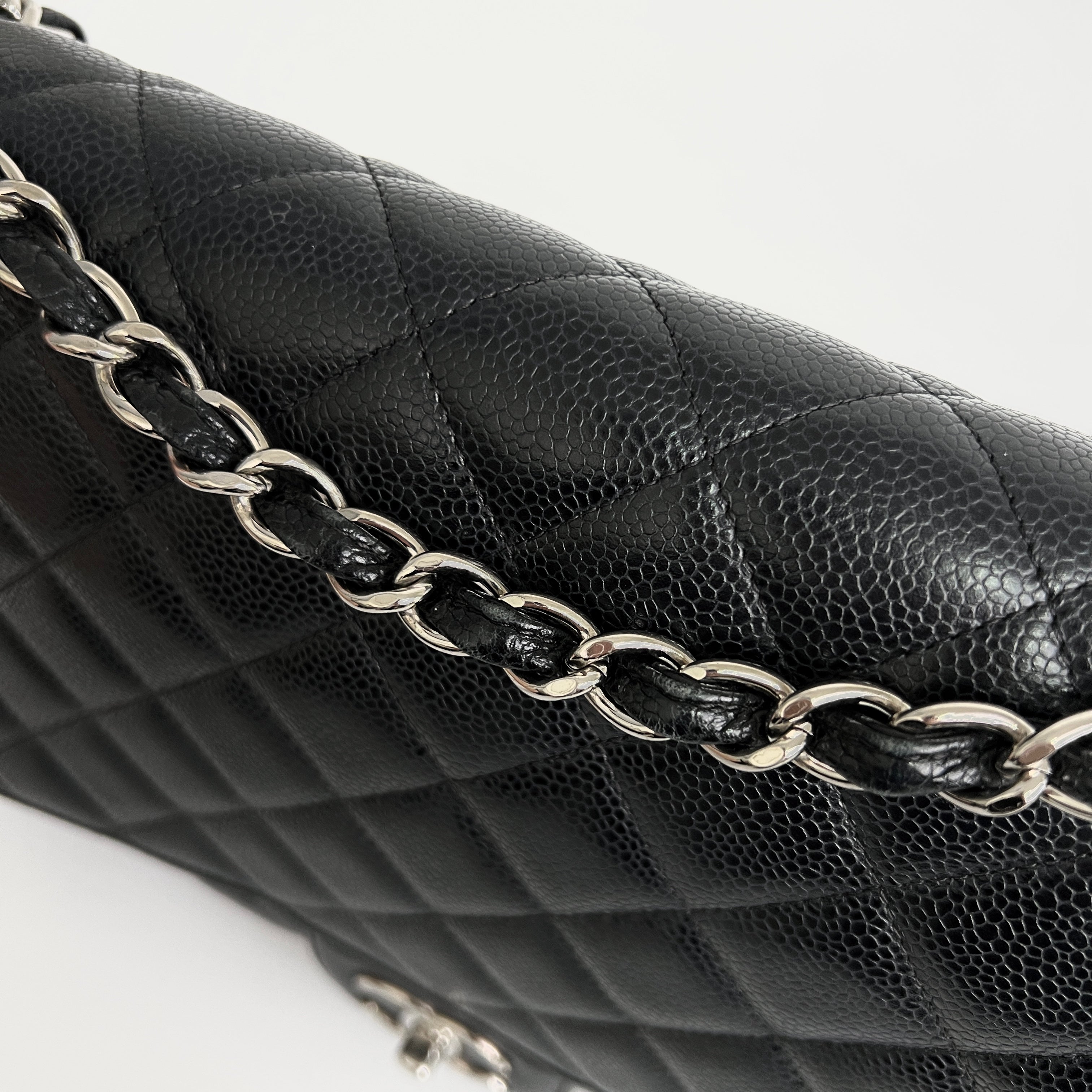 Chanel Quilted Caviar Maxi Black Leather Handbag - Luxury Designer Crossbody Bag for Women, Perfect for Work, Travel & Evening Events
